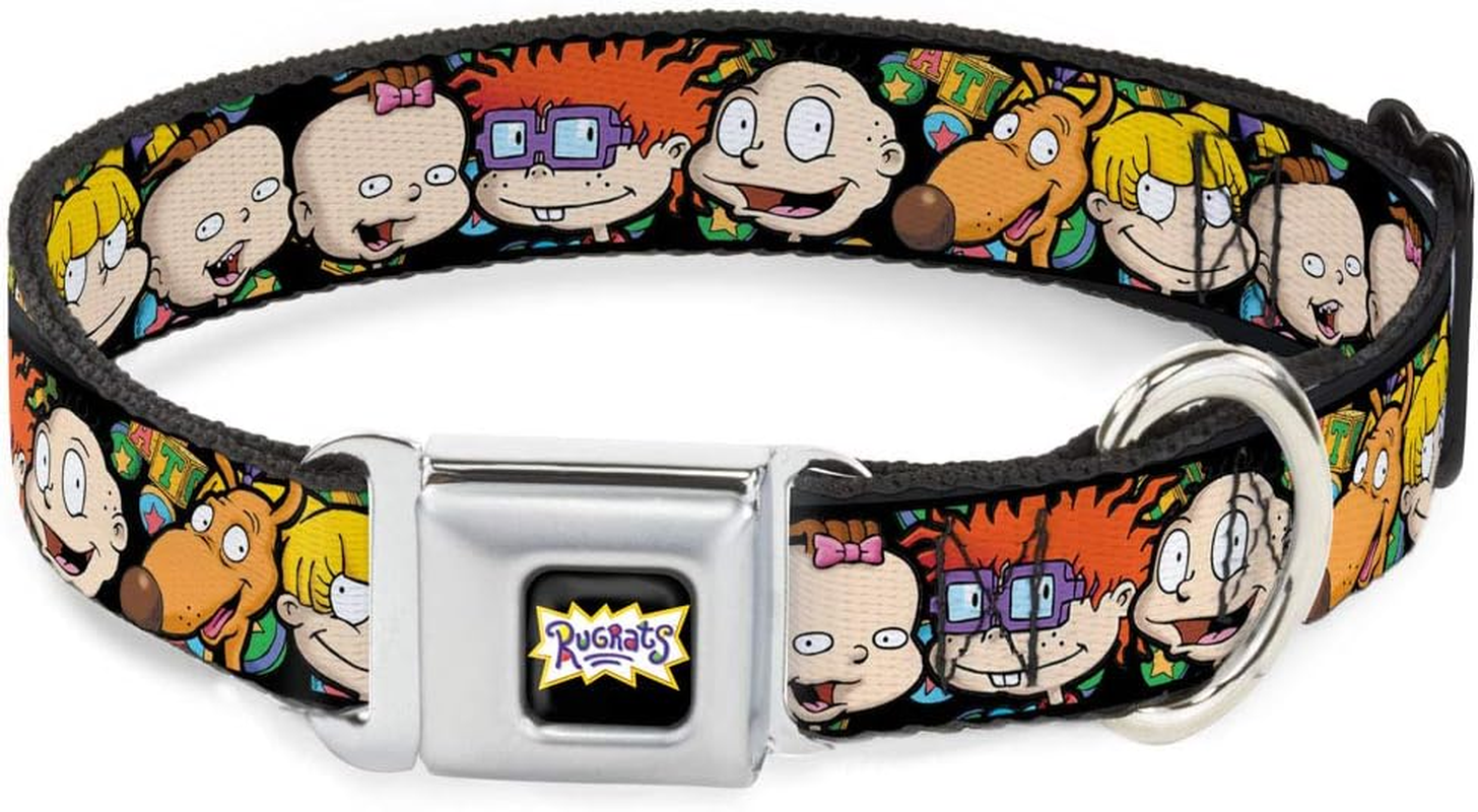 Buckle-Down Dog Collar Seatbelt Buckle Rugrats Character Faces Close up 16 to 23 Inches 1.5 Inch Wide, Multicolor, DC-WRR001-WM image number 5