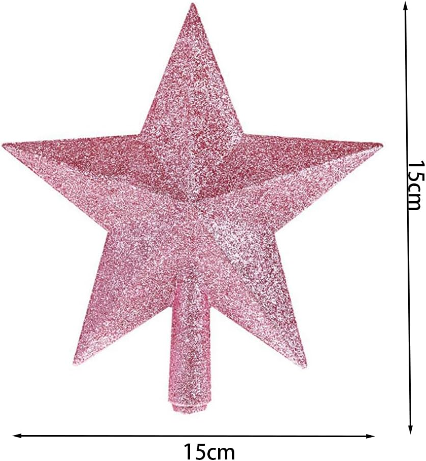 15CM Tree Top Star Christmas Decorations Glitter Tree Top Star Christmas Tree Topper Small Christmas Tree Decoration Treetop for Holiday Ornament, Pink - Gold image number 6