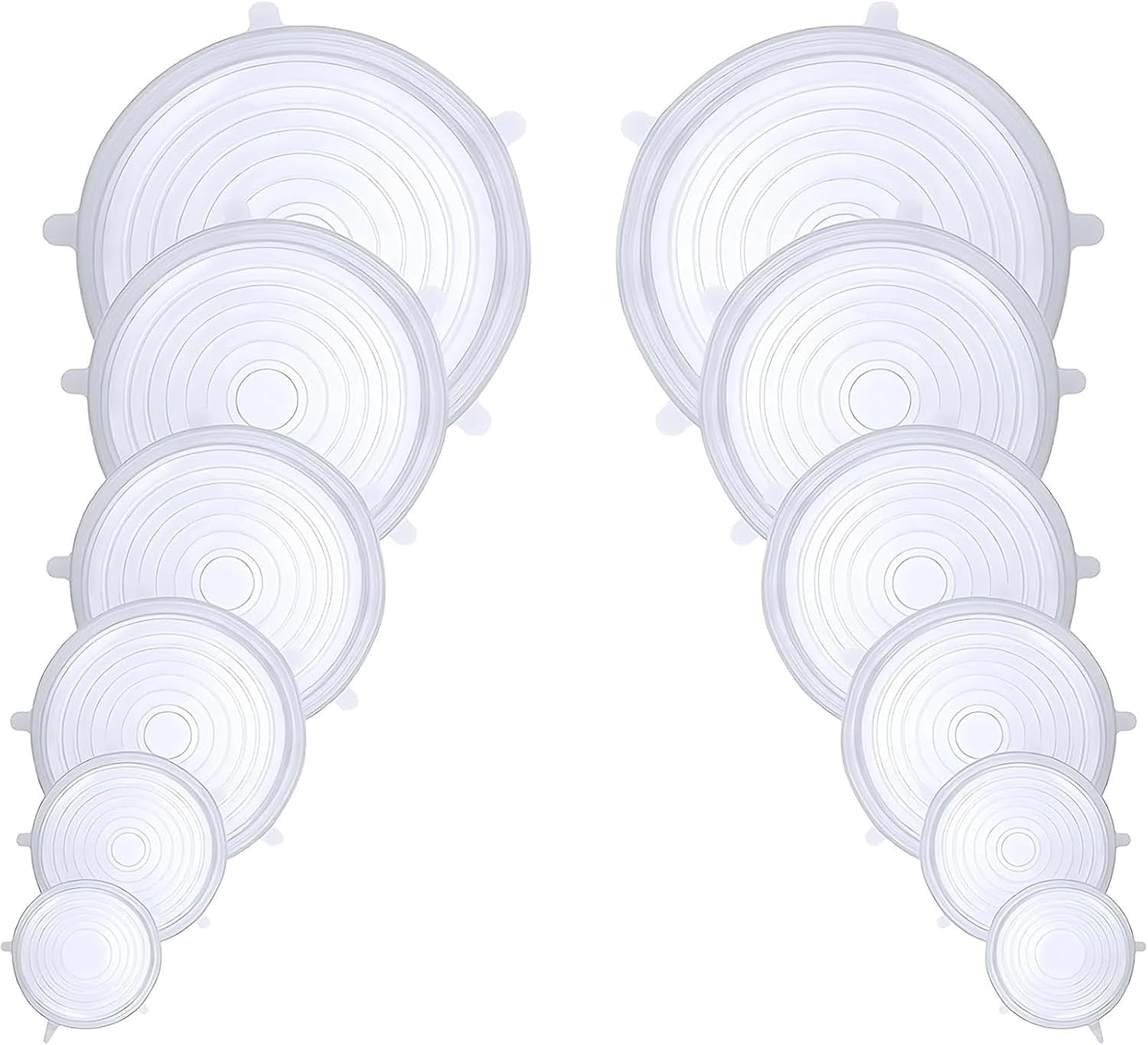 VICSDEP Silicone Stretch Lids, 12 Pack Reusable Silicone Lids, Silicone Bowl Covers for Food Storage, 6 Sizes to Meet Most Containers to Keep Food Fresh, Microwave Safe - Easy Clean White image number 1