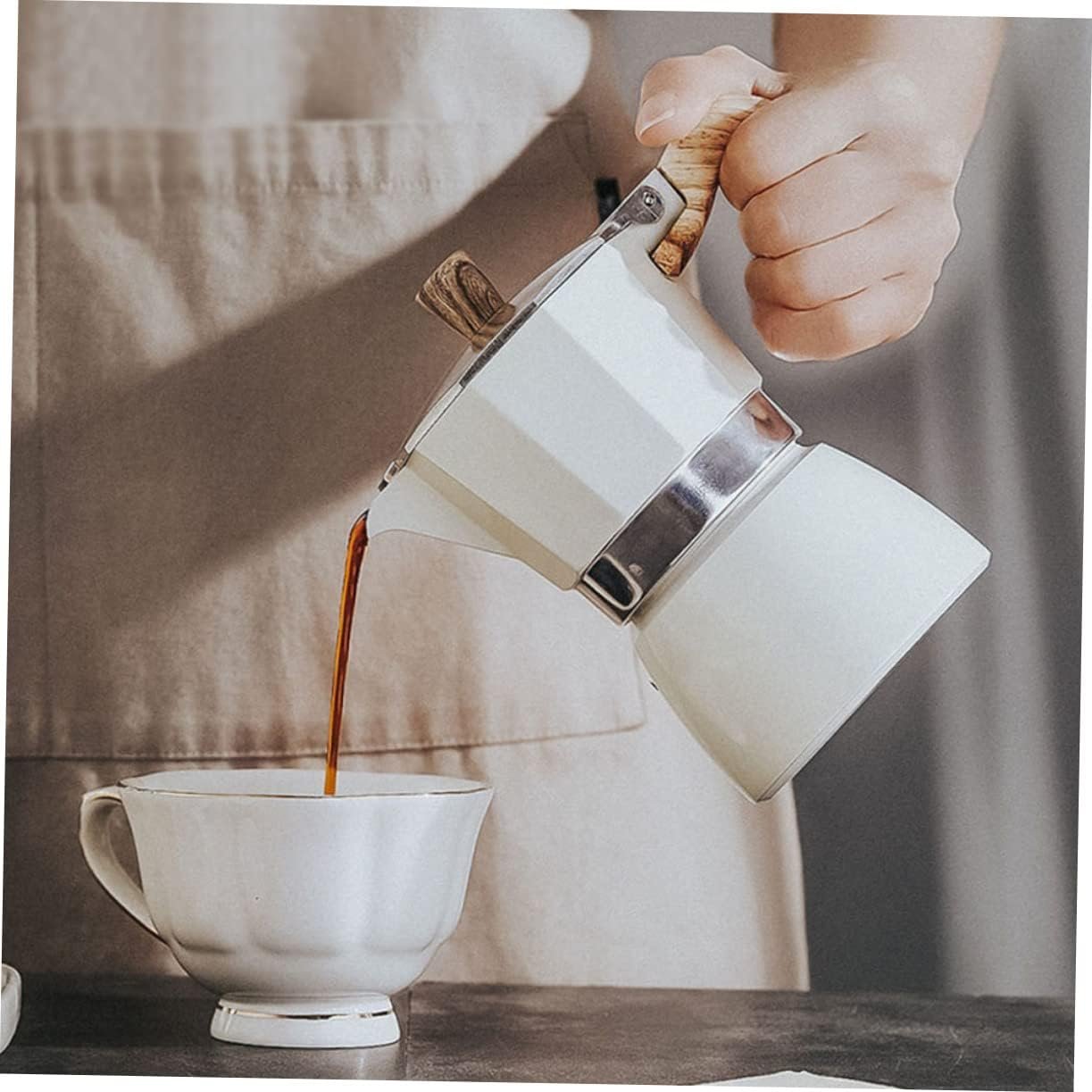 VINTORKY Aluminum Pot Hand Brew Coffee Maker Portable Espresso Pot Dripper for Tea House image number 3