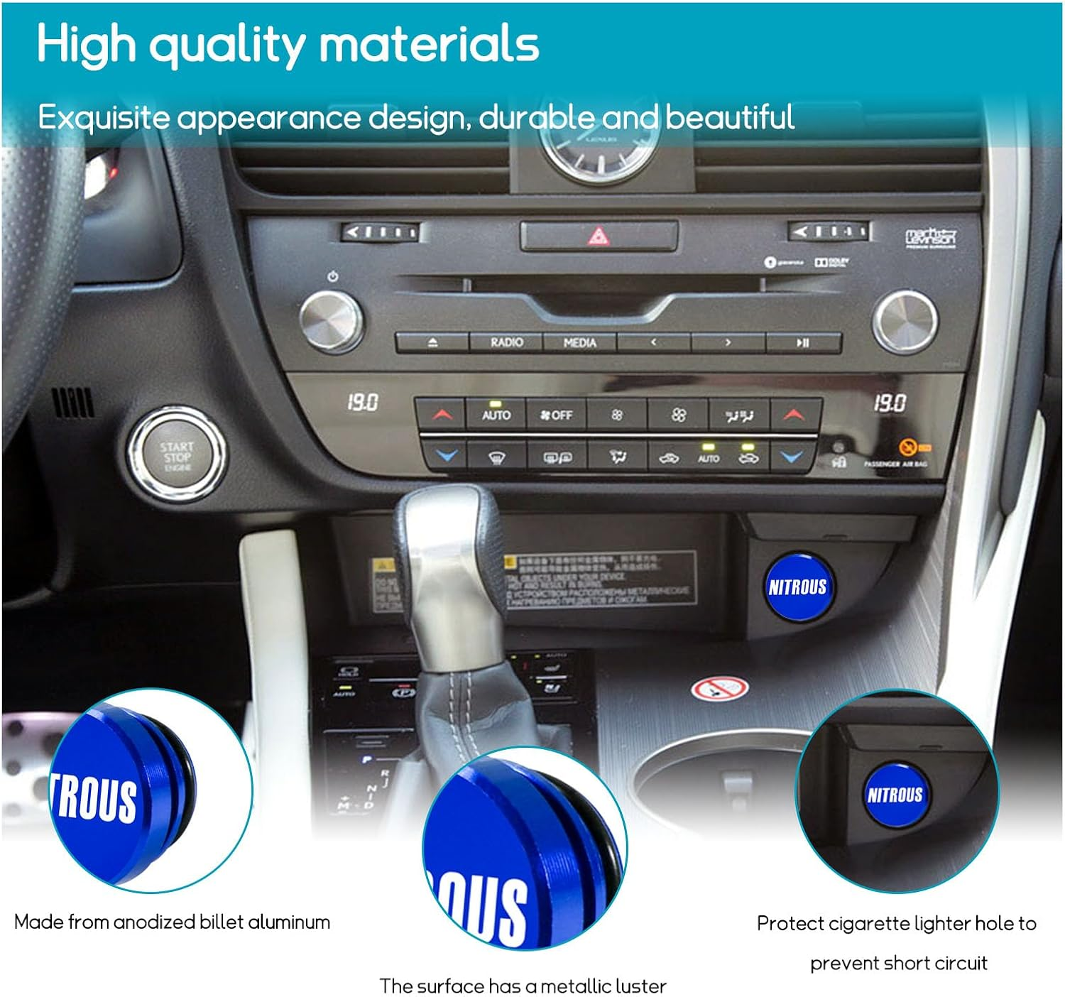 Augeny Car Cigarette Lighter Cover, Aluminum Dustproof Nitrous Button, Universal Cigarette Socket Cover Fits Most Automotive Vehicles Boats with Standard 12 Volt Power Source image number 2