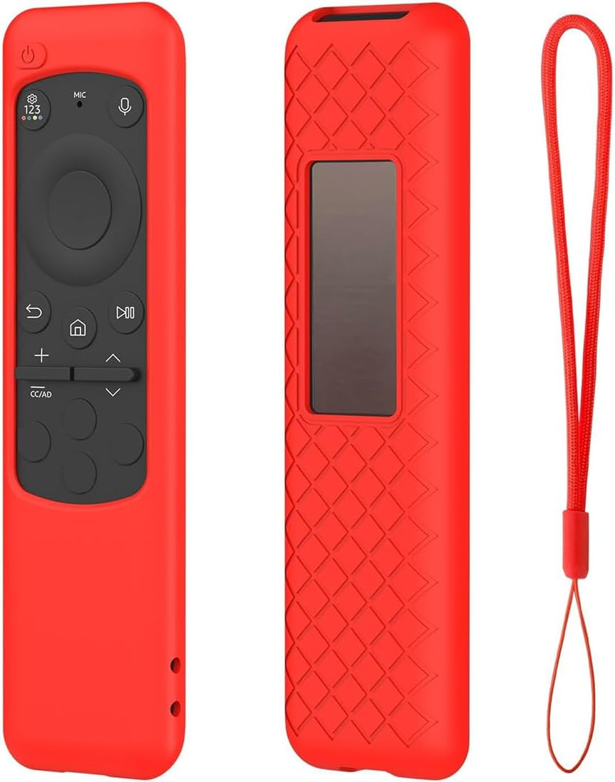 USTIYA Remote Case for Samsung TV 2023 BN59-01432A / 01432J / 01432B / 01432D / 01432 TM2360E / TM2360F / TM2361E / BN59-01455E / 01455A Solar Cell Control Protective Cover Silicone (Red) image number 1
