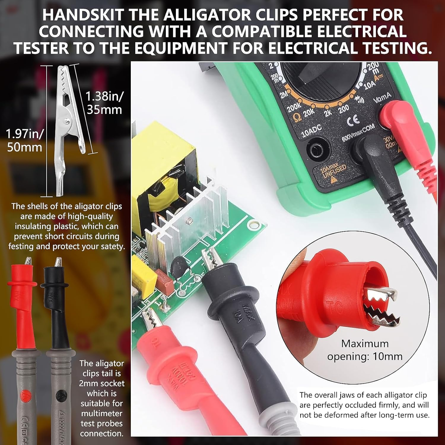 Electrical Multimeter Test Leads Set, Professional Test Leads Set with Alligator Clips, Test Hook, Test Probes Lead Kitfor Digital Electrical Testing