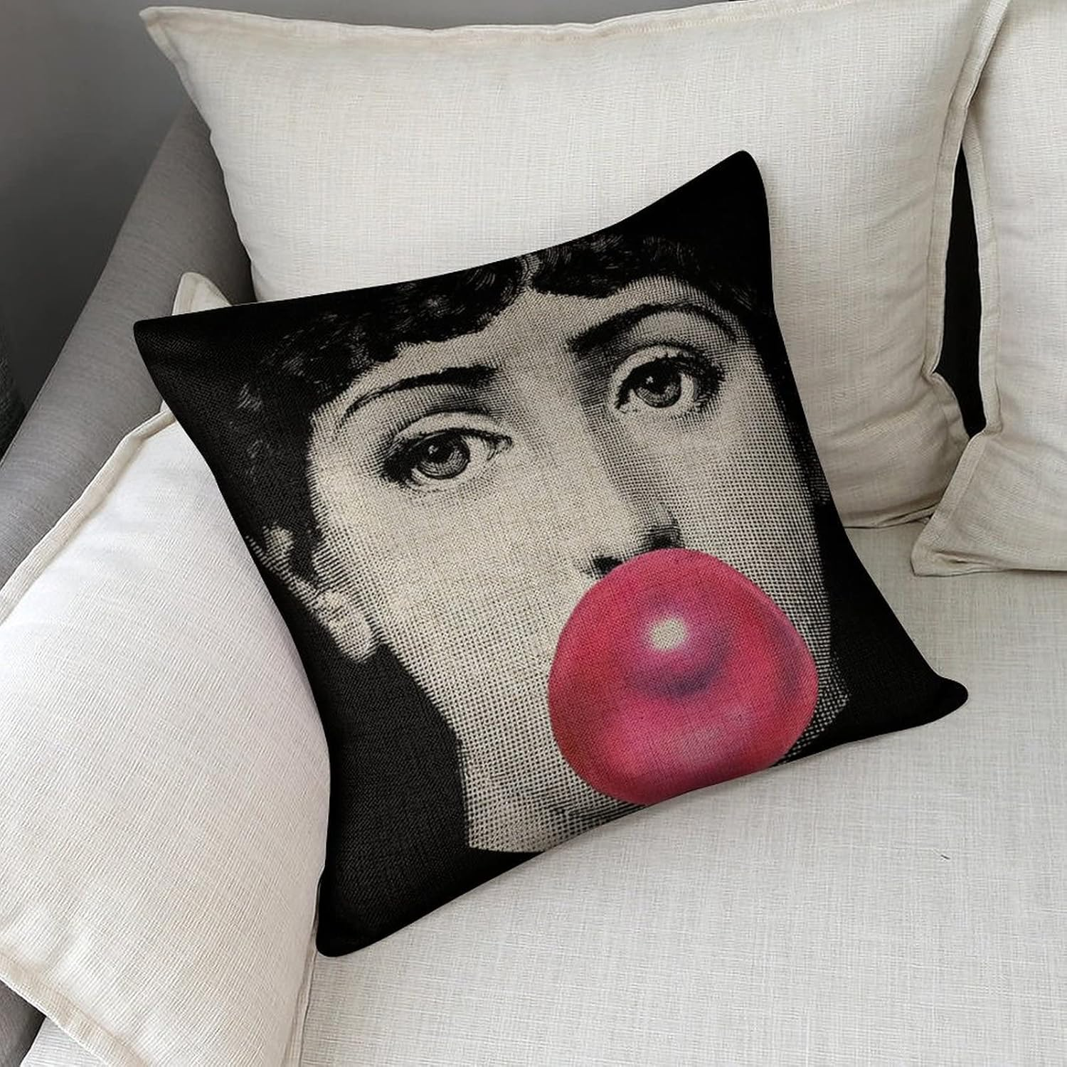 Aloked Lina Cavalieri Artificial Linen Throw Pillow Case, Decorative Cushion Cover Square Art Personalized Eye,Only Includes Pillowcase,18"X18"(45X45Cm),Style-12 image number 2