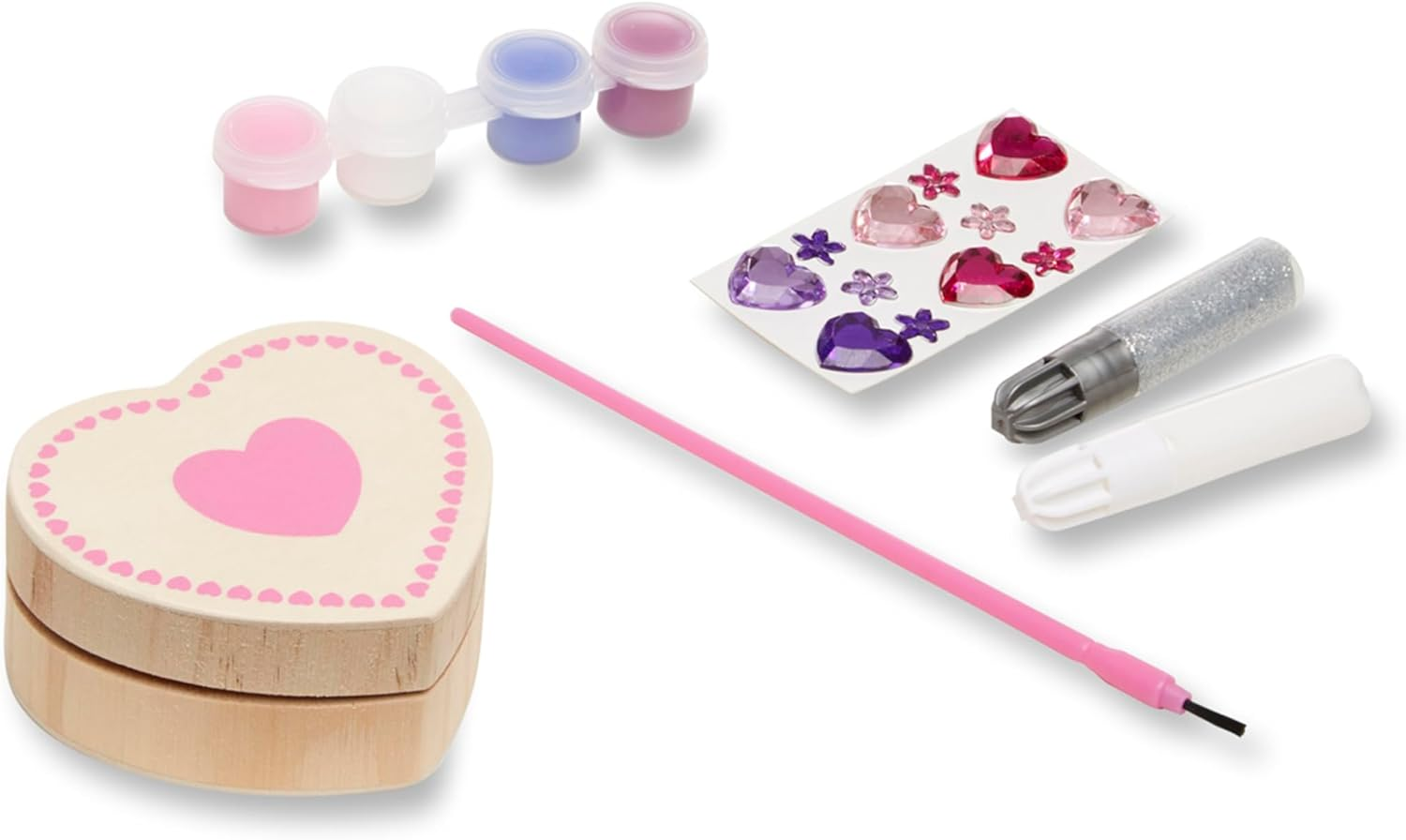 Melissa & Doug Created by Me! Wooden Heart Box Craft Kit for Kids Age 4+ &ndash; Paint & Decorate Keepsake Box image number 6