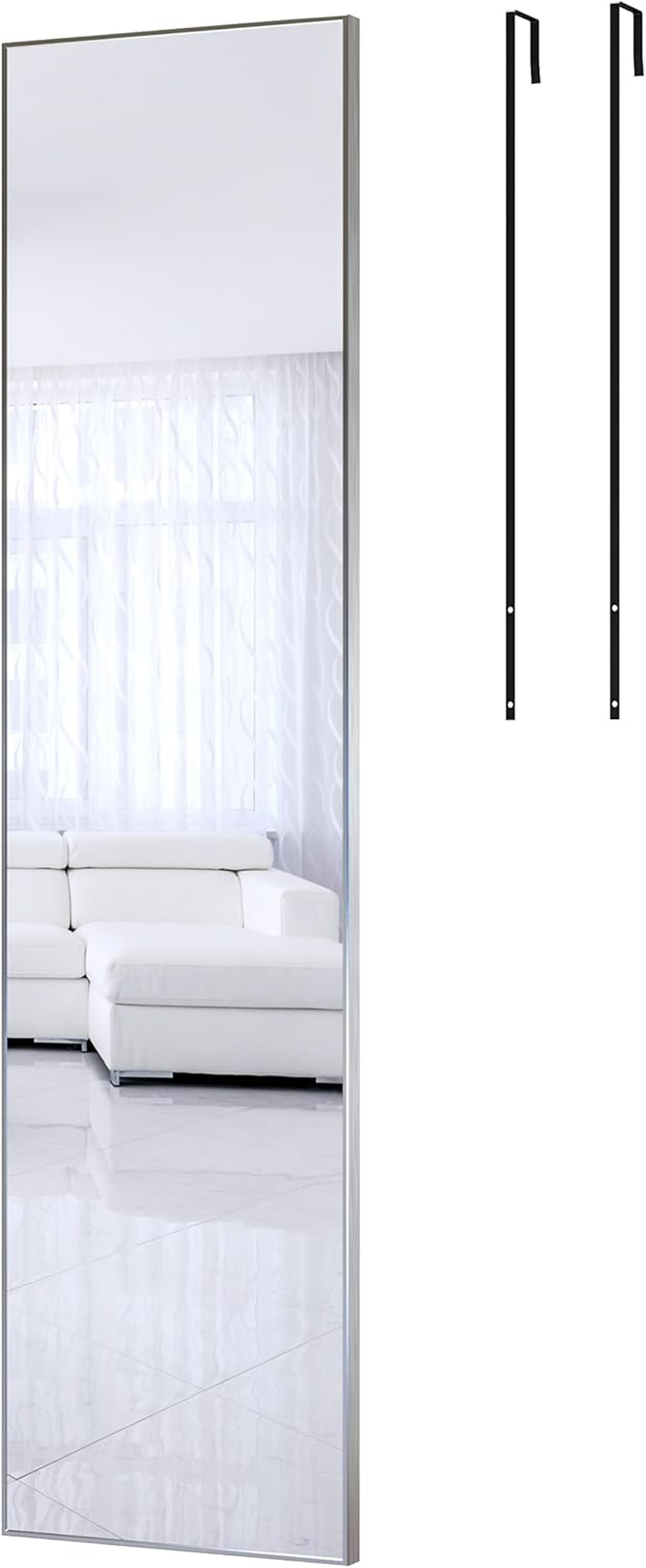 ANYHI over the Door Mirror, 120X30Cm Wall Mirror Full Length, White Mirror Full Length, Door Hanging Mirror, Full Body Mirror for Door, Wall Mounted Mirror for Bedroom Bathroom