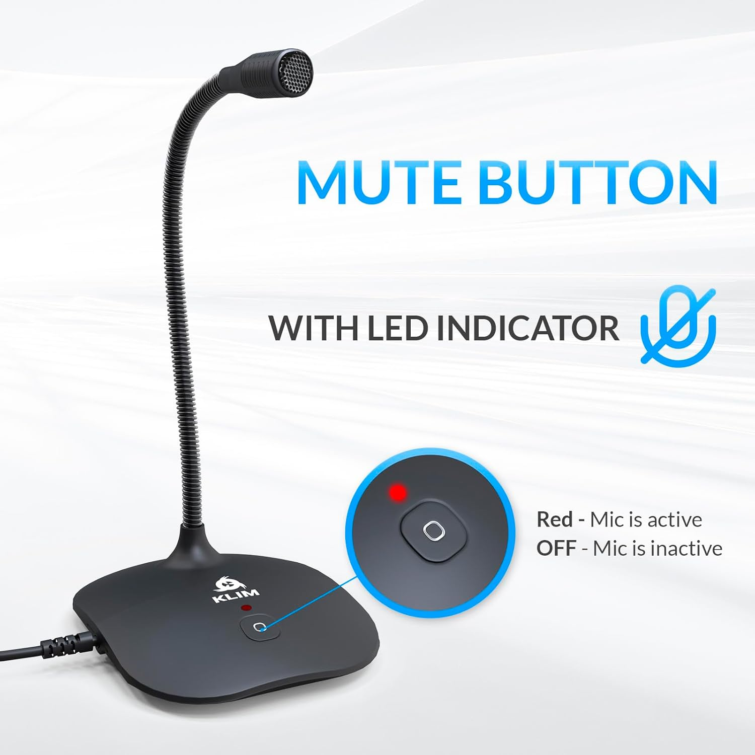 KLIM Talk USB Desk Microphone for Computer - New - Compatible with Any PC Laptop Mac PS4 - Professional Desktop Mic with Stand - Recording Gaming Streaming Youtube Podcast Mics image number 4