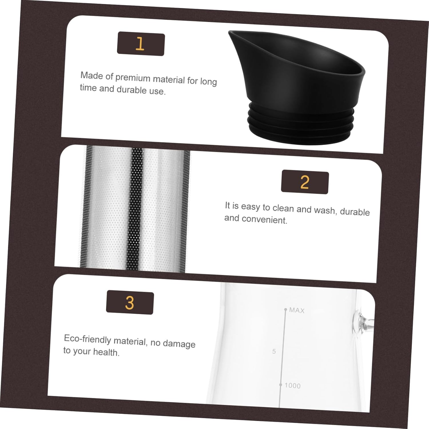 HOMOBABE Coffee Pot Espresso Maker Teapot Cold Brew Filter Jug Hand Drip Glass Kettle Strainer Large Capacity 1200Ml Multi-Functional Beverage Tea Pot High Borosilicate Stainless Steel for Loose Tea - Transparent image number 7