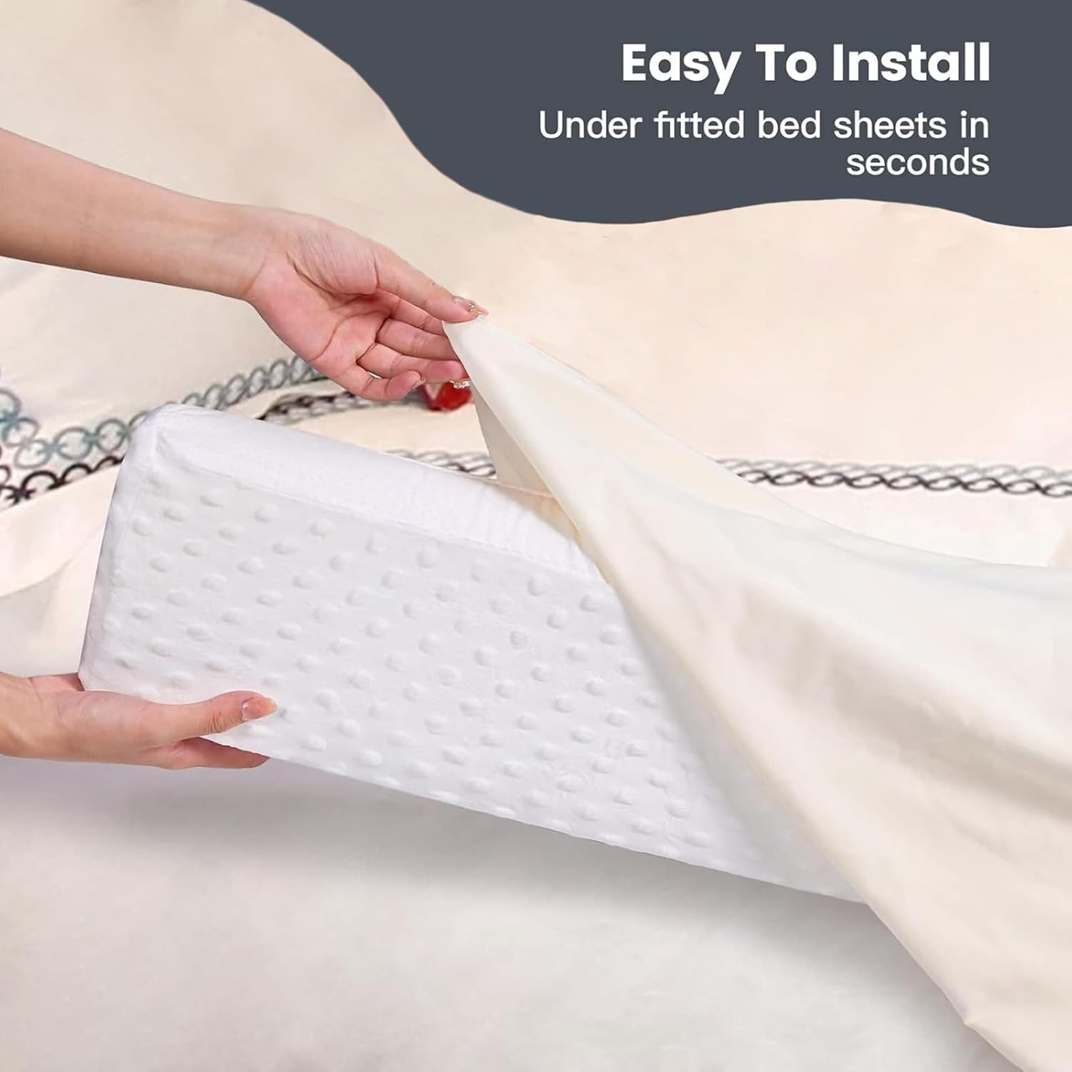 Long Pillow for Toddlers Foam Bed Guard Rail for Kids Crib Rails for Queen, King, Twin, Full-Size Bed with Non-Slip Machine Washable Cover White, 2 Pack image number 2