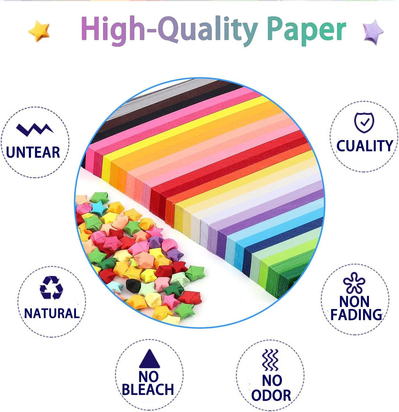 Origami Stars Papers, Star Paper, WADY 1350 Sheets Children'S Lucky Star Origami Strips, 24 * 1CM Lucky Origami Stars for Make Wishing Stars, DIY Paper Crafts (27 Color) image number 5