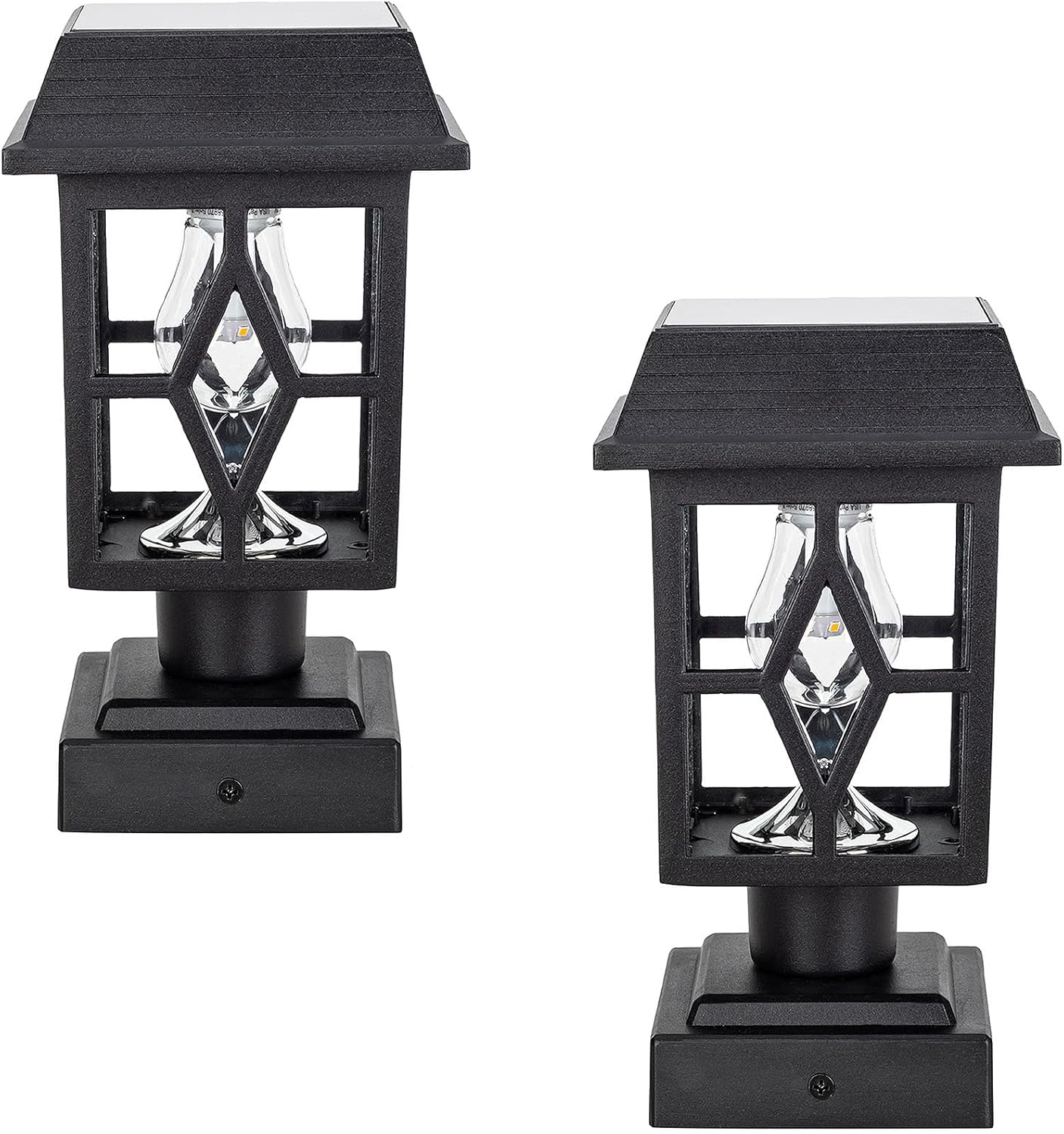 Gama Sonic Luna II Outdoor Solar Light for Columns, Walls, and Fence Posts, 2-Pack, Pier Mount Lamp or 4X4 Mount, Black Cast Heavy-Duty Aluminum image number 4