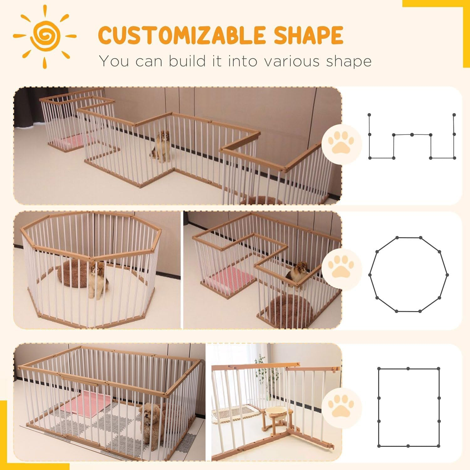 LIODUX Dog Playpen Indoor Pet Enclosure Fence, Outdoor Portable Puppy Exercise Pen with Door, 10 Panels Heavy Duty Dog Crate Cage Kennel for Small and Medium Sized Dogs - 10 Panels