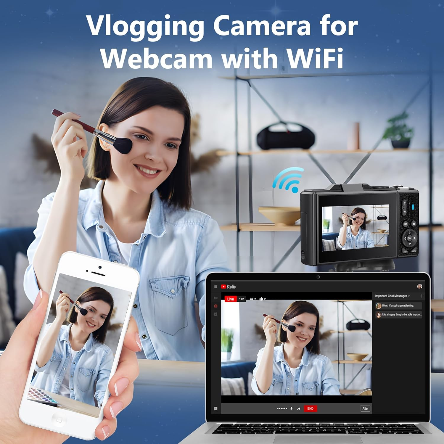 5K Vlogging Camera for Youtube, 75MP Digital Camera for Photography and Video with 3In Flip Screen, 18X Digital Zoom Compact Cameras, Portable Auto Focus 5K Cameras for Teens - 5K Camera Black image number 2