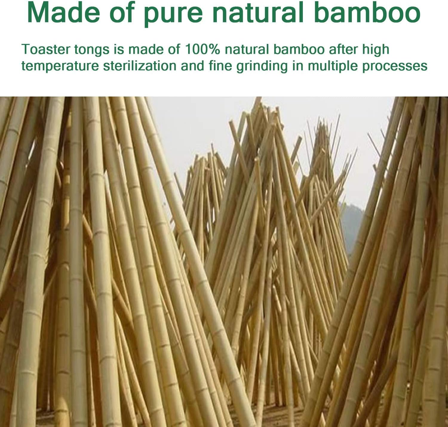 Toaster Tongs, Toast Tongs, Made of Pure Natural Bamboo, No Paint Coating, Strong Grip (1Pcs)