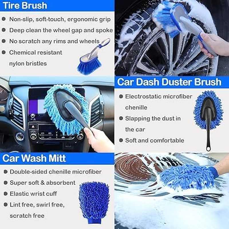 36Pcs Car Detailing Brush Set Buffing Sponge Pads Kitcar Detailing Kit Auto Detailing Drill Brush Set Car Wash Kit Car Accessories Car Cleaning Tools Kit for Interior, Exterior, Wheels image number 6