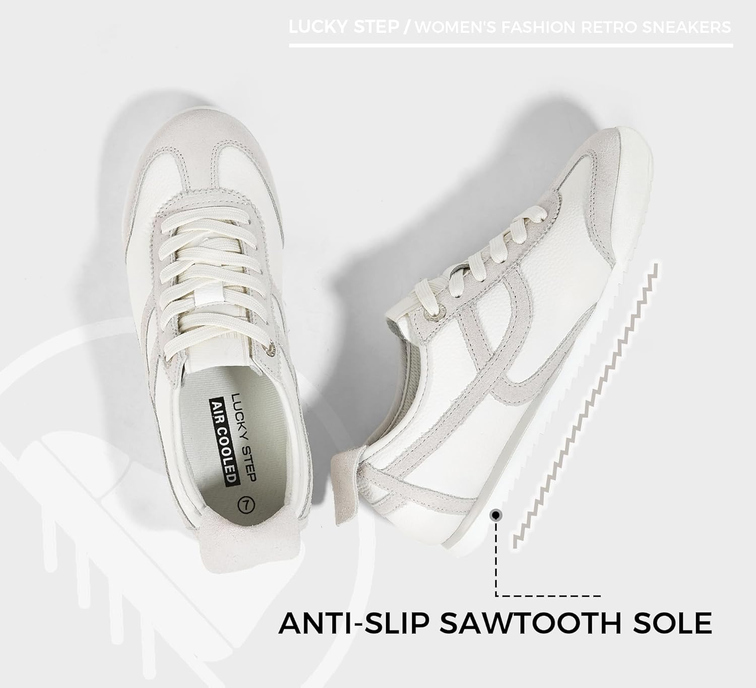 Lucky Step Women'S Lightweight Retro Trainers, Flexible Thin Sole Design & Breathable Mesh, Casual Shoes for City Walks and Fitness image number 3