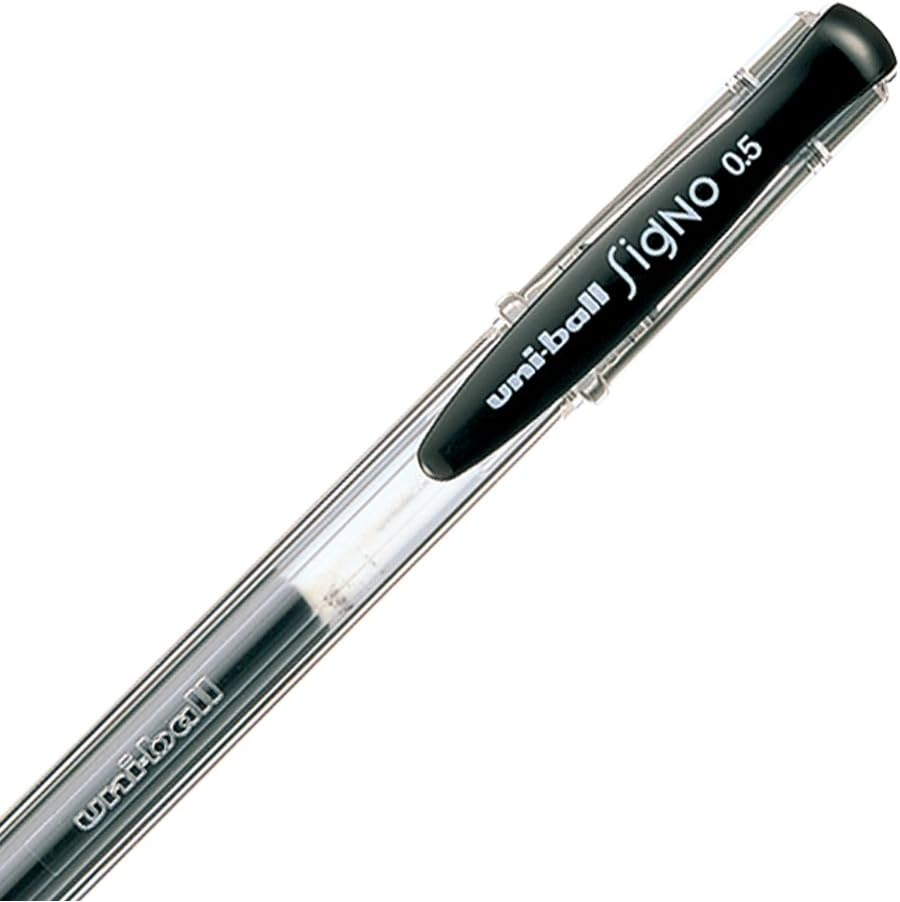 Mitsubishi Pencil Signo UM1005P.24 Gel Ink Ballpoint Pen, Standard, 0.5, Black, 5 Pieces