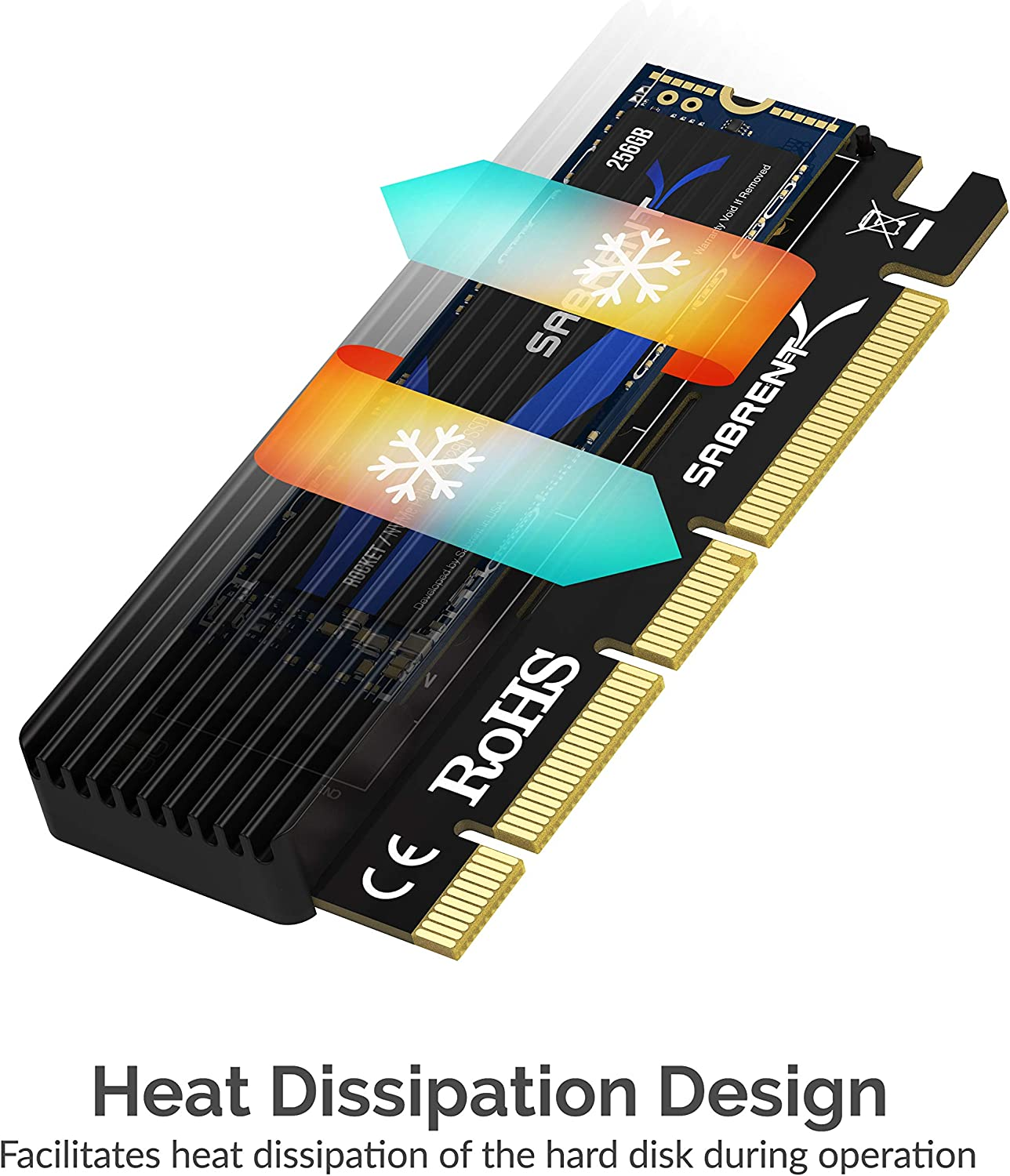 SABRENT Nvme M.2 SSD to Pcie X16/X8/X4 Card with Aluminum Heatsink (EC-PCIE) image number 6