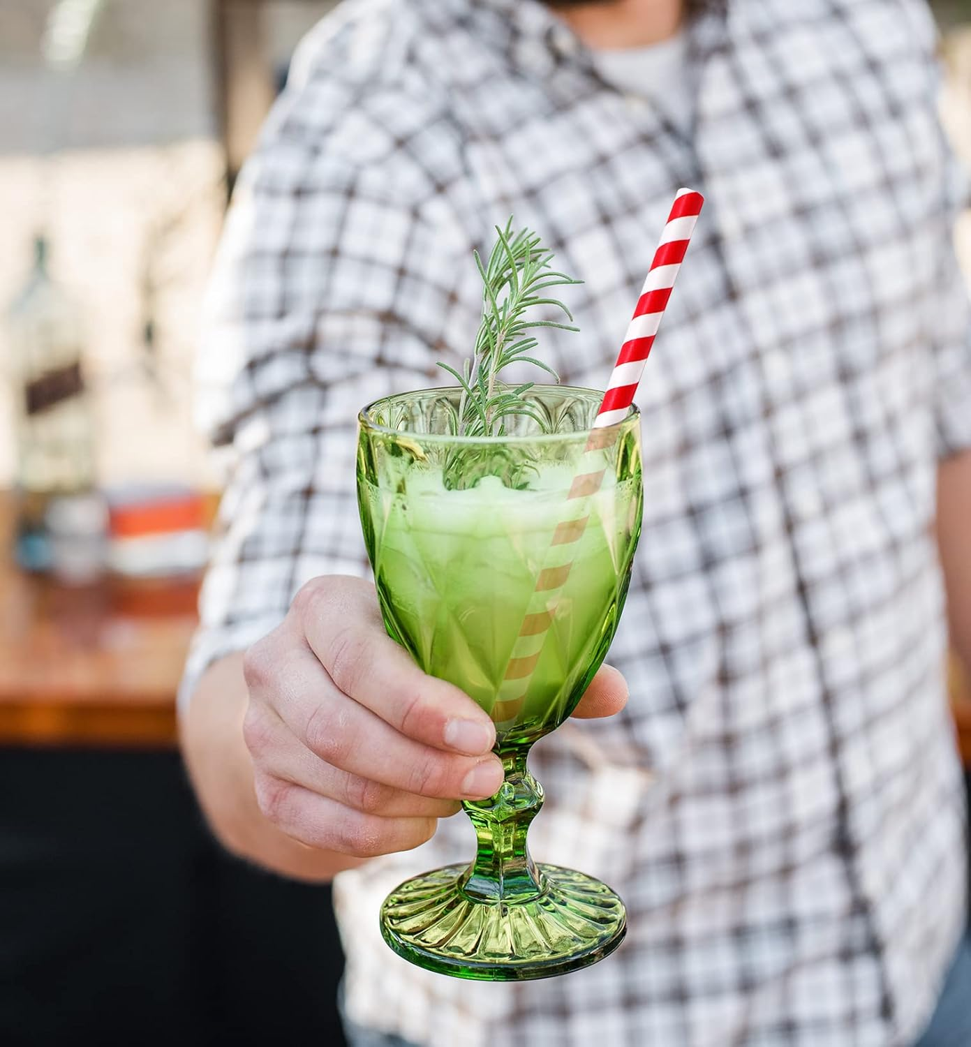 Milkshakes Straws,Paper Smoothie Straws 9Mm Wide Disposable Biodegradable Drinking Straws for Slushies Bubble Boba Tea Juice Jumbo Shakes Malts Frozen Drinks,Birthday Party Accessories,66Pcs Stripes image number 6