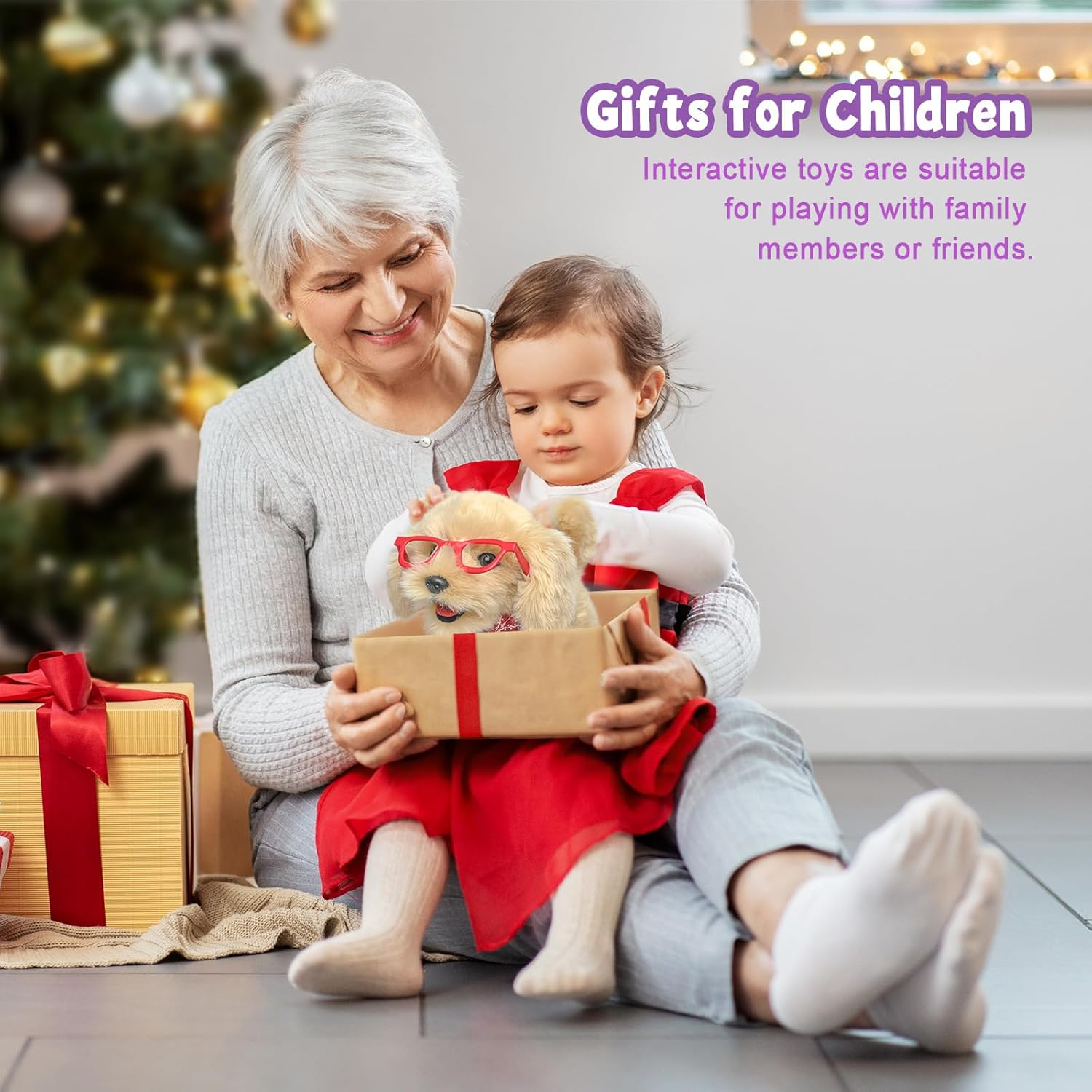 YH YUHUNG Dog Toys for Kids, Interactive Puppy Dog with Lead That Walks and Barks, Realistic Electronic Plush Robot Dog, Grooming Kit, Educational Toy from 3 Years image number 4