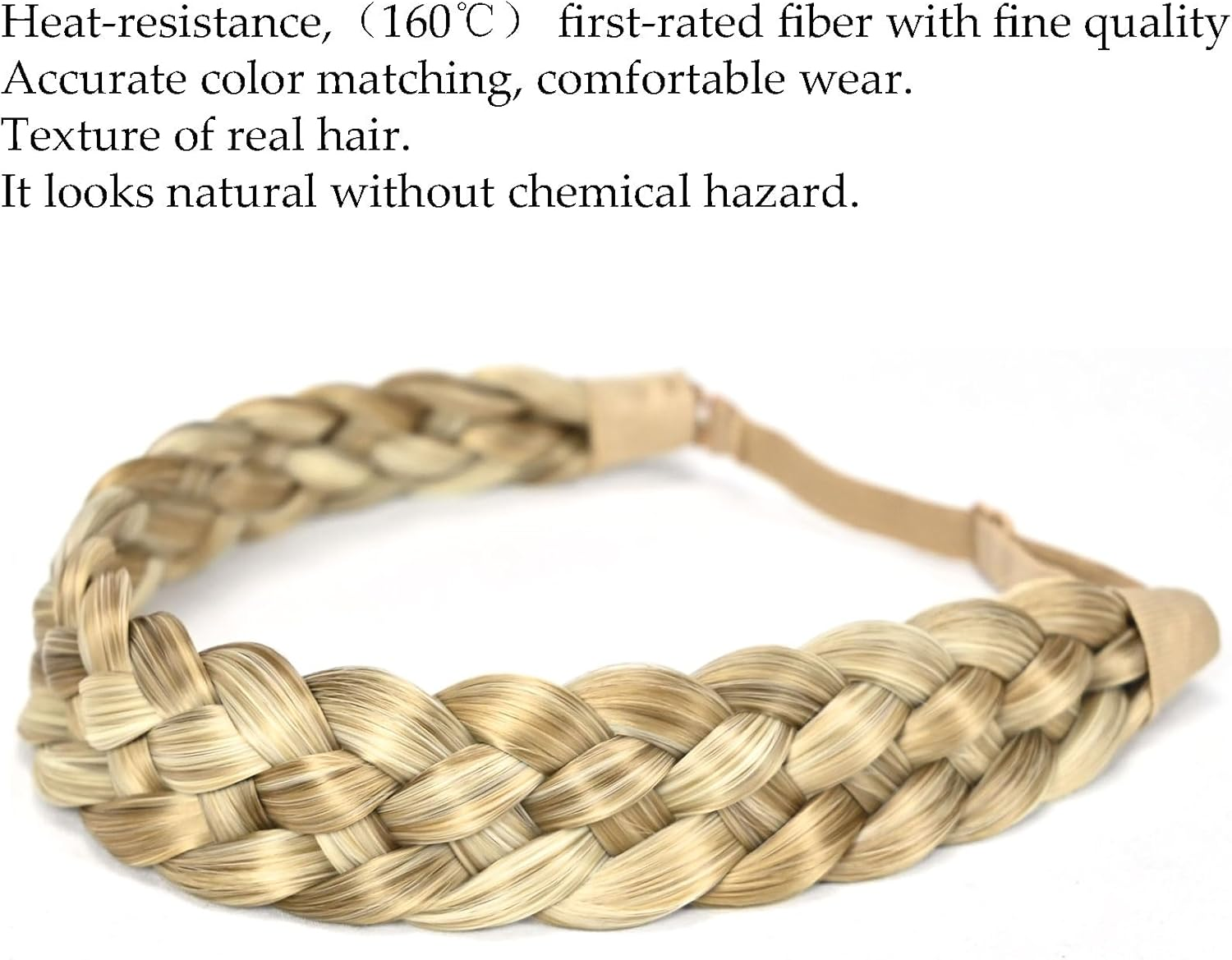 TOECWEGR 5 Strands Synthetic Hair Braided Headband Hairpiece Classic Chunky Wide Plaited Braids Elasticmulti Color Headband Ladies Beauty Hair Accessories - 1522 image number 7