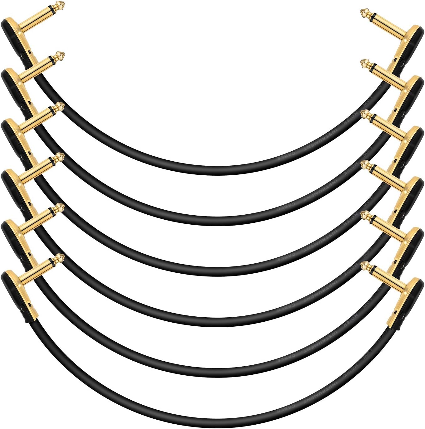 Donner Guitar Patch Cables Right Angle, 6 Inch Effect Pedal Cords 1/4 Instrument Cables for Guitar Bass Effects Pedals 6 Pack