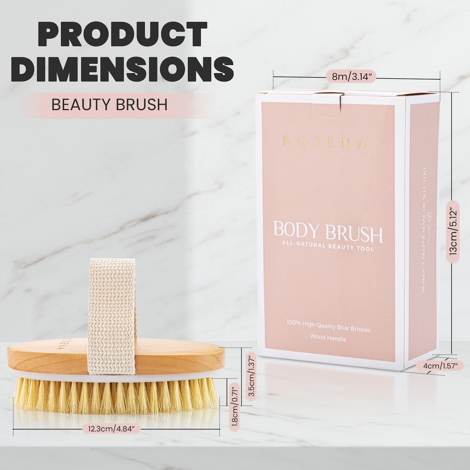 Dry Brushing Body Brush - Best for Exfoliating Dry Skin, Lymphatic Drainage and Cellulite Treatment - Organic Spa Exfoliator and Massage Scrub Brush with Natural Boar Bristles (Oval) image number 6