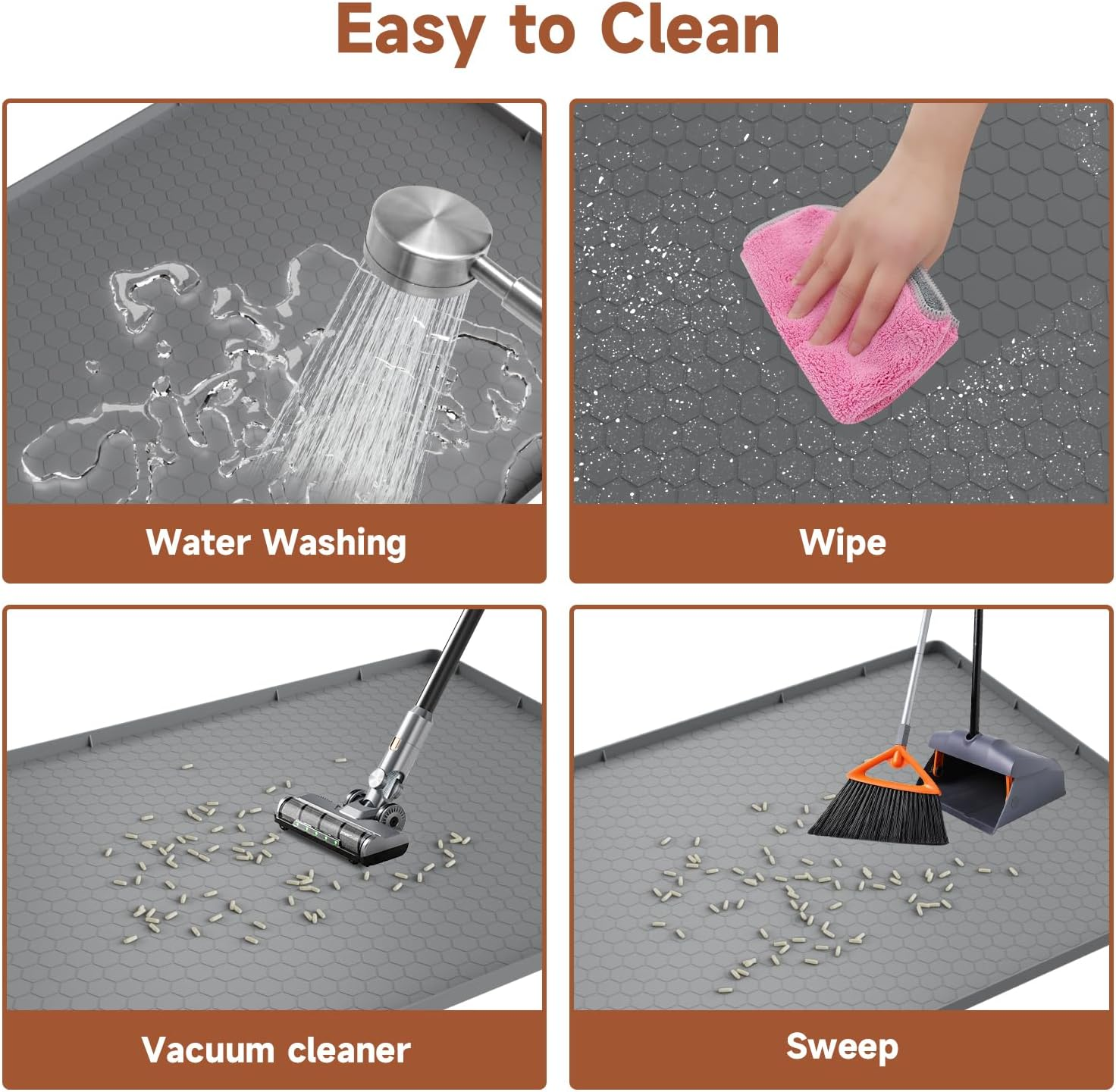 Pawinner 22"X31.5" Cat Litter Mat, Heavy-Duty Waterproof Litter Trapping Mat, Non-Slip Floor Protector for Litter Box Area, Easy to Clean for Small/Large Cats image number 3