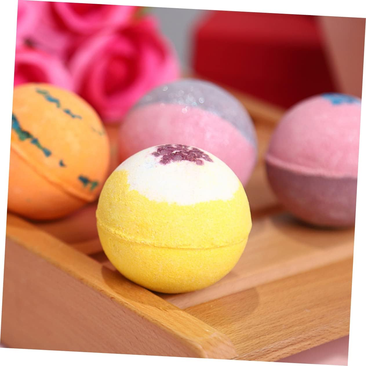 FOMIYES 6Pcs Two-Tone Natural Bath Balls for Spa Relaxation Adorable Bath Salt Balls Lemon Grapefruit Sweet and Soothing Skin Care Experience image number 3