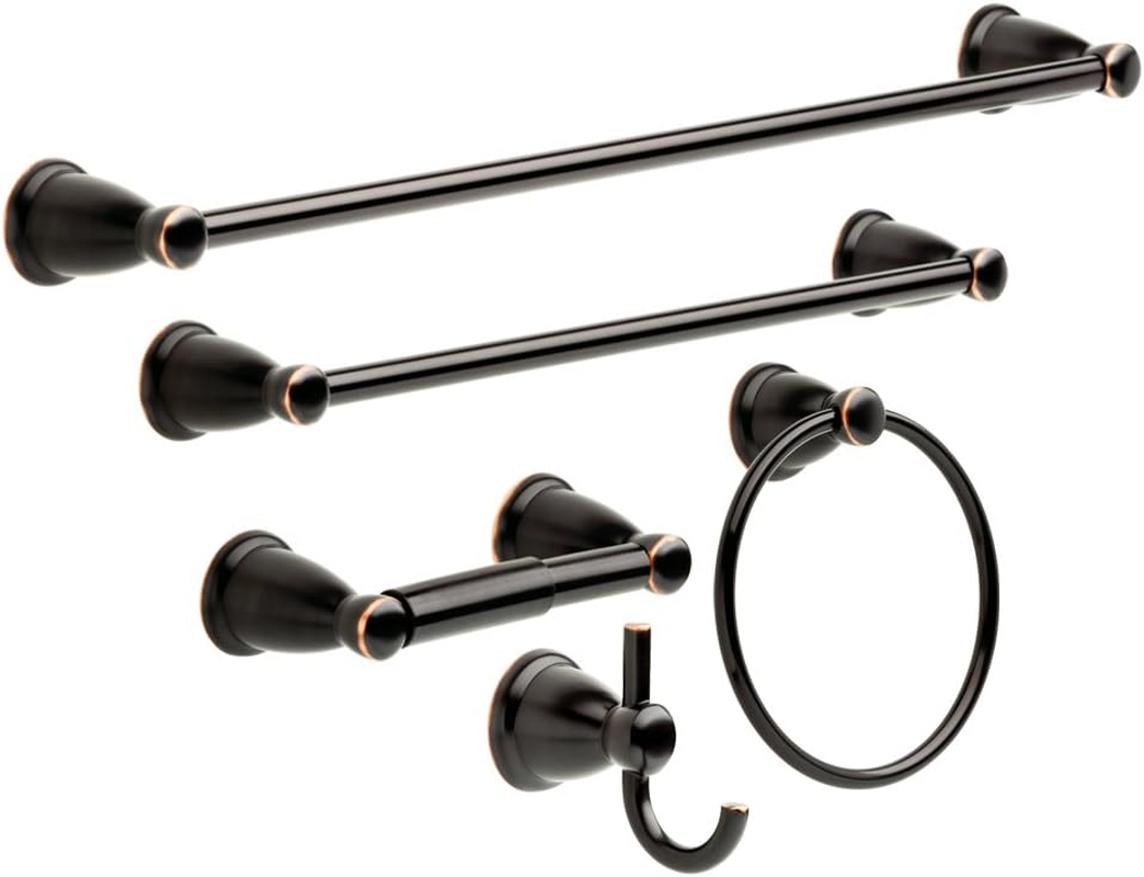 Franklin Brass Kinla 5-Piece Bath Hardware Towel Bar Accessory Set, Oil Rubbed Bronze