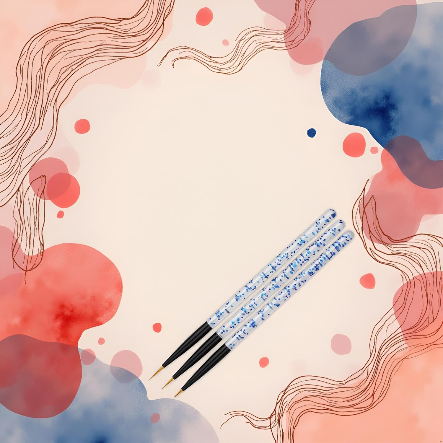 3 Pcs Blue Nail Art Liner Brushes Nail Art Supplies UV Gel Painting Acrylic Nail Art Brushes for Home Salon Valentine'S Day/Mother'S Day/Anniversary/Wedding/Party/Graduation/Birthday Gifts image number 1