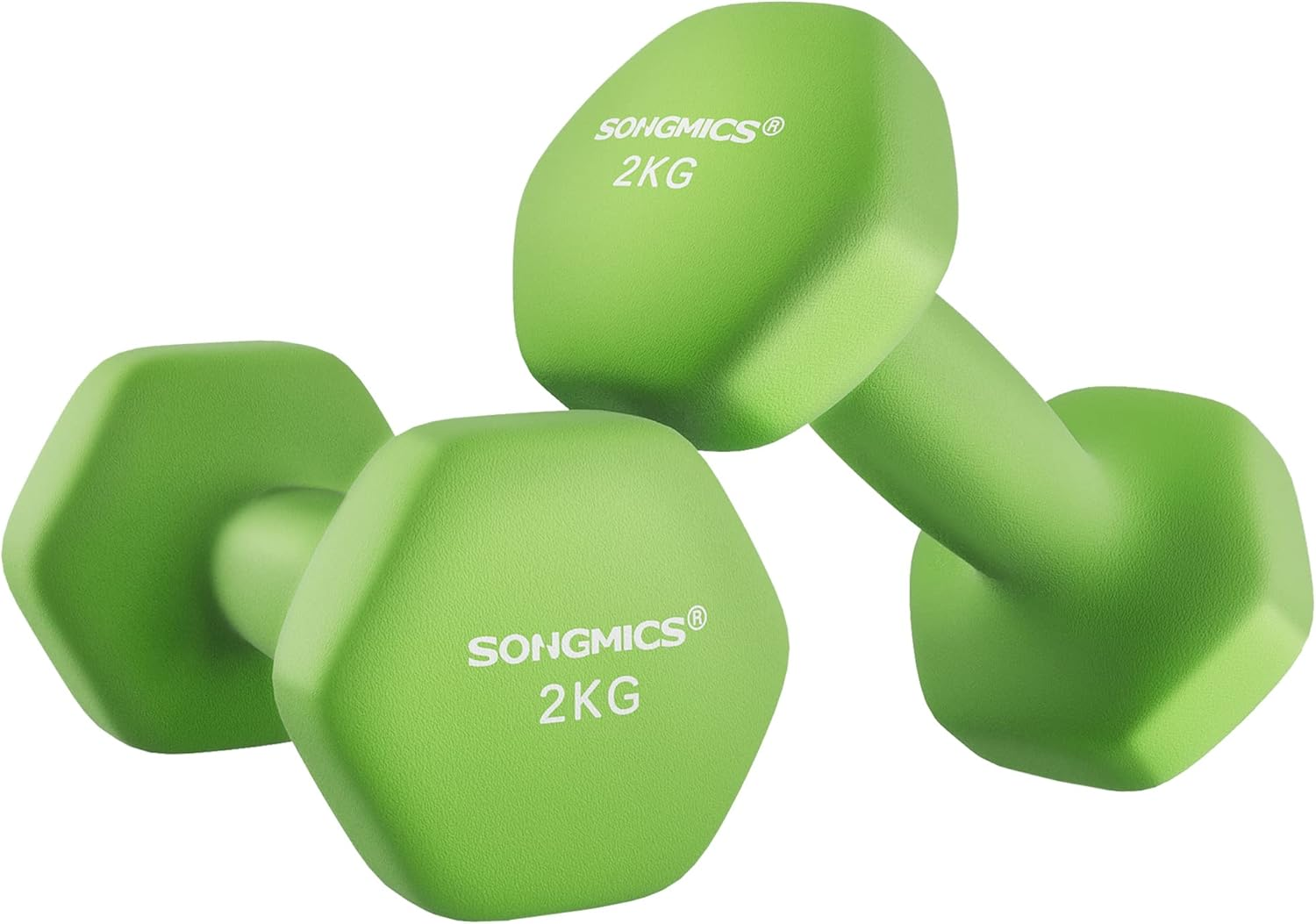 SONGMICS Set of 2 Dumbbells, 2 X 2 Kg Hand Weights with Neoprene Coating, Hexagonal Dumbbells Pair, Home Workout, Fitness Training Exercise image number 3