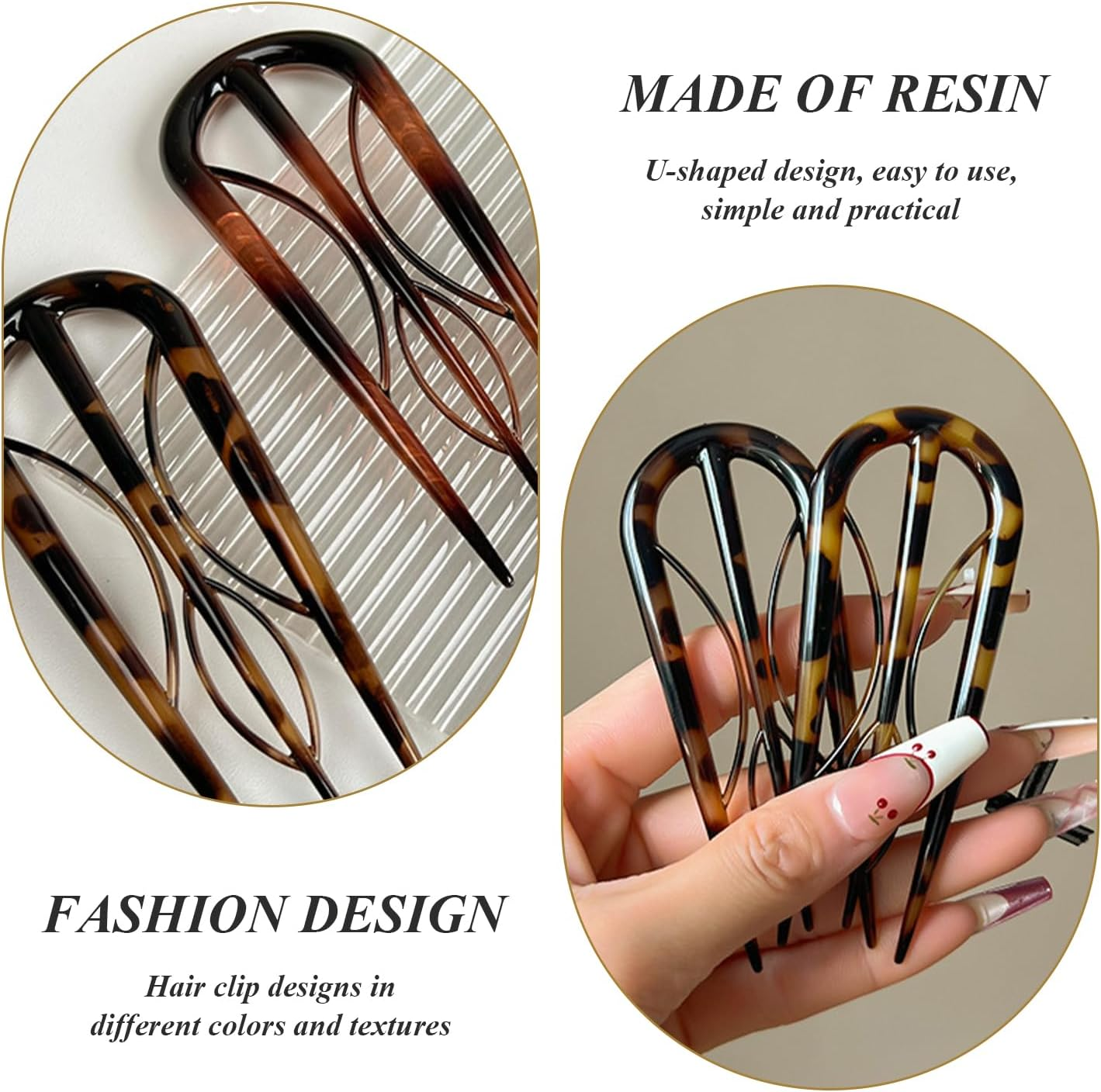 5 U Shaped Hair Clips, Simple and Fashionable Hair Accessories, Women'S Bun Hair Inserts, Hairpin, French Hair Clips, Hairstyle Accessories image number 4