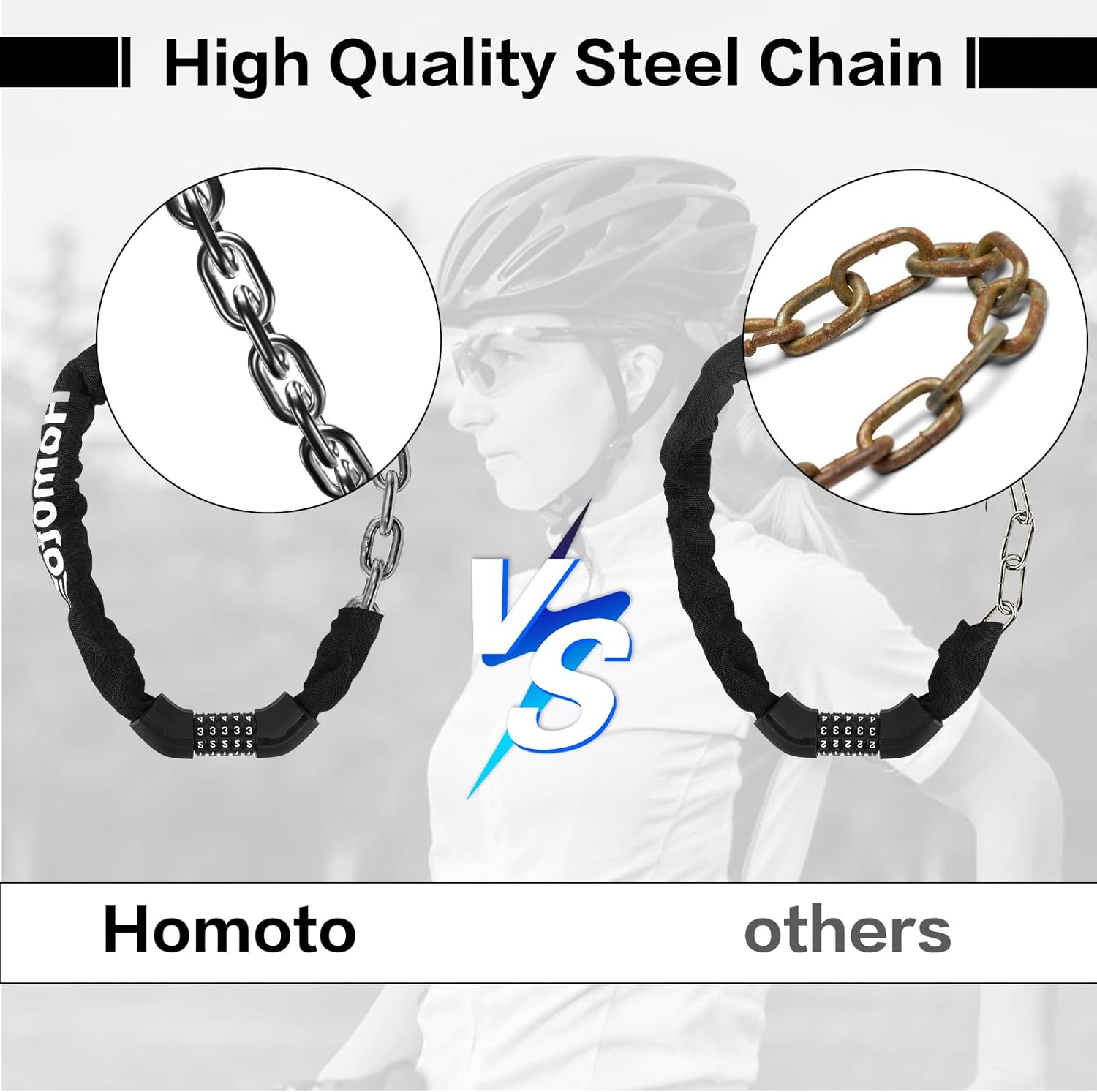 Bicycle Lock Combination Lock, 8 Mm Thicker Bicycle Locks, High Security, Bike Lock Chain Lock with Combination Code, Lock for Ebike/Scooter/Scooter/Children'S Bicycle Etc. image number 1
