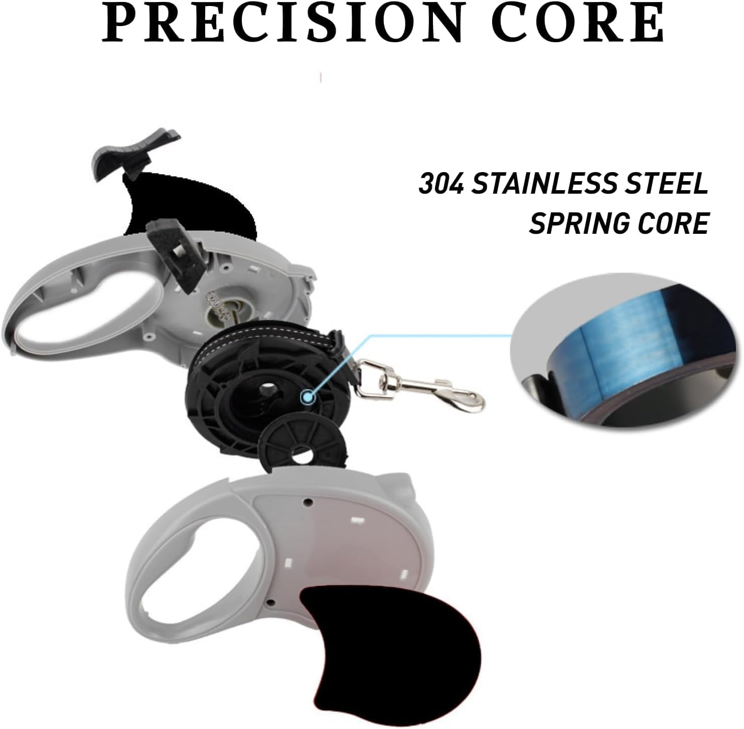 360&deg; Tangle Free Retractable Dog Lead for up to 25 Kg Dogs, 5M Long Tangle-Free Nylon Tape, One-Handed Brake, Pause, Lock System, Anti-Slip Handle Durable Dog Lead for Daily Walks (Medium, Black)