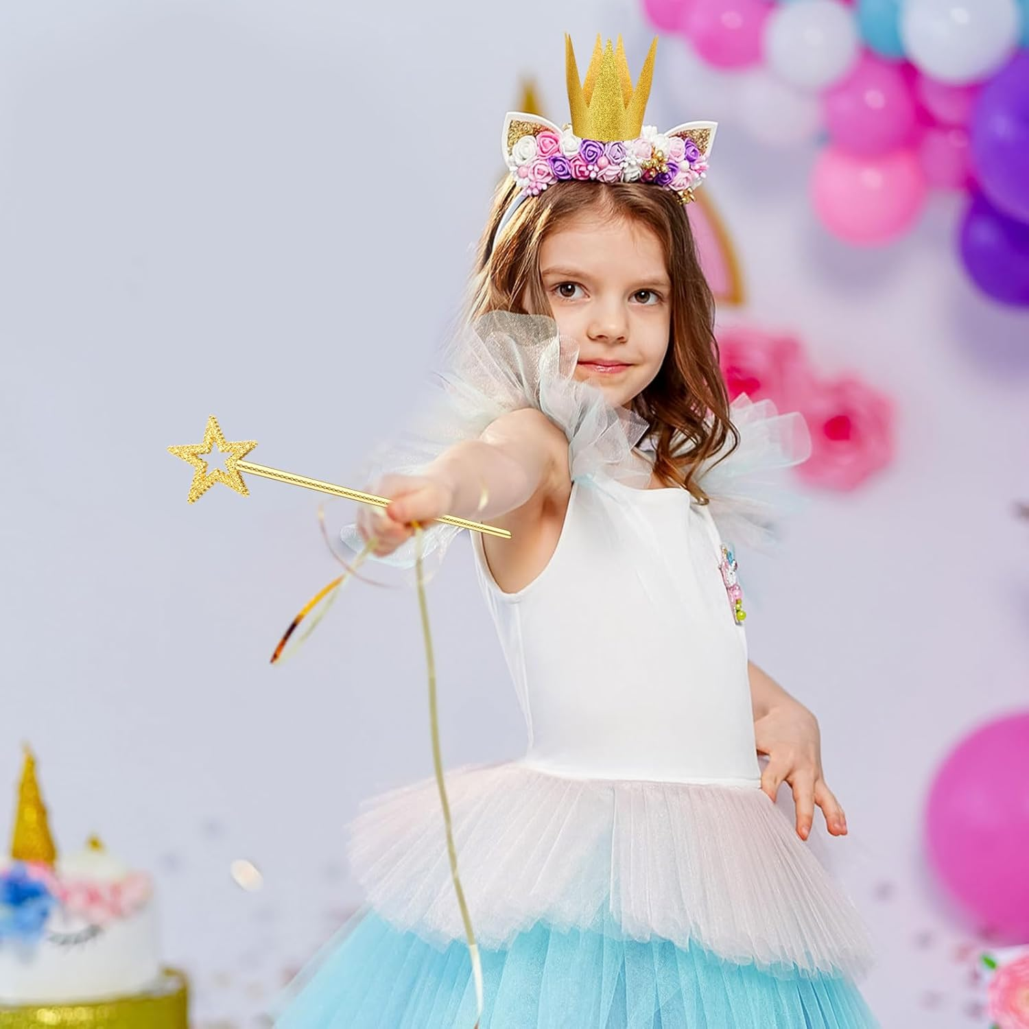 ZCYSRLQIN Gold Star Wand Fairy Wand and Gold Birthday Crown image number 5