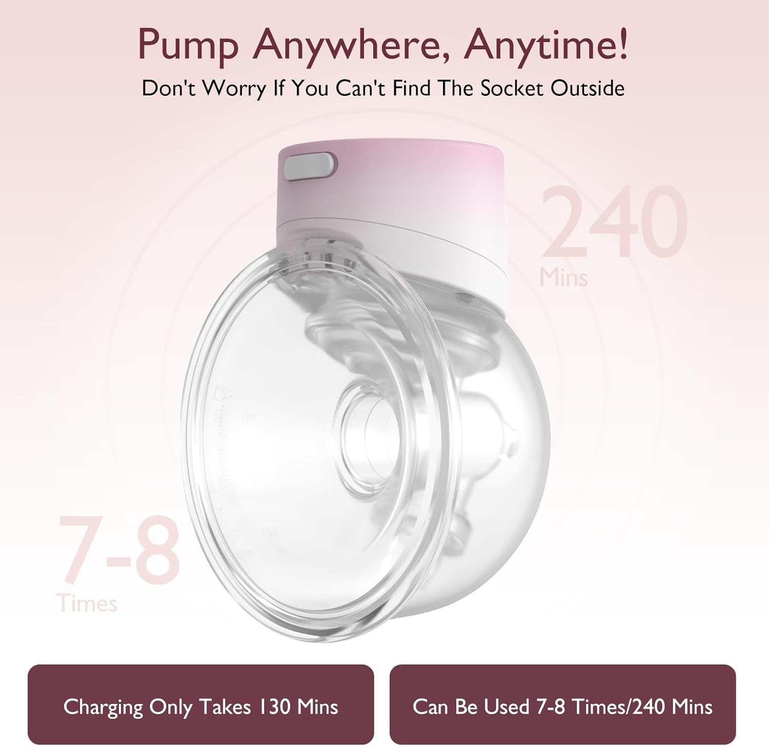 Momcozy Breast Pump Hands-Free S12 Pro, Wearable & Portable Pump with Soft Doublefit Flange 24Mm, 3 Modes & 9 Levels Electric Breast Pump Portable for Easy Pumping, Smart Display (PINK, 2 Count)