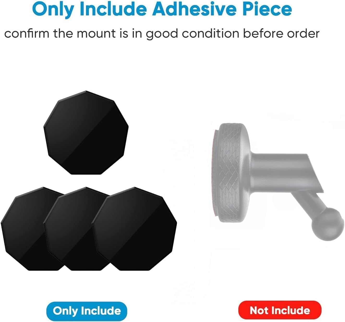 4 Pcs Mount Adhesive Plate, Metal Piece Replacement for Low-Profile Magnetic Mount, Compatible with Dash Cam 45/46/47/55/56/57/65W/66W/67W/Tandem/Speak Plus