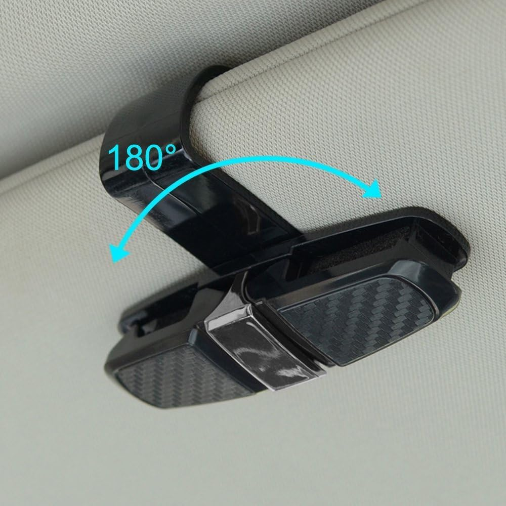 Sunglasses Holders for Car Sun Visor, Glasses Ticket Card Clip Mount Hanger, Double-Ends Clip 180 Degree Rotational Car Visor Accessories image number 1
