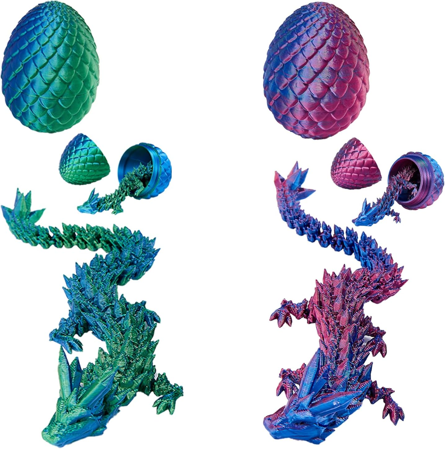 2 Pack 3D Printed Dragon Easter Egg with Dragon Inside, Prefilled Easter Egg Fillers Articulated Fidget Toy, Perfect Basket Essentials Stuffers, 3 Inch image number 2