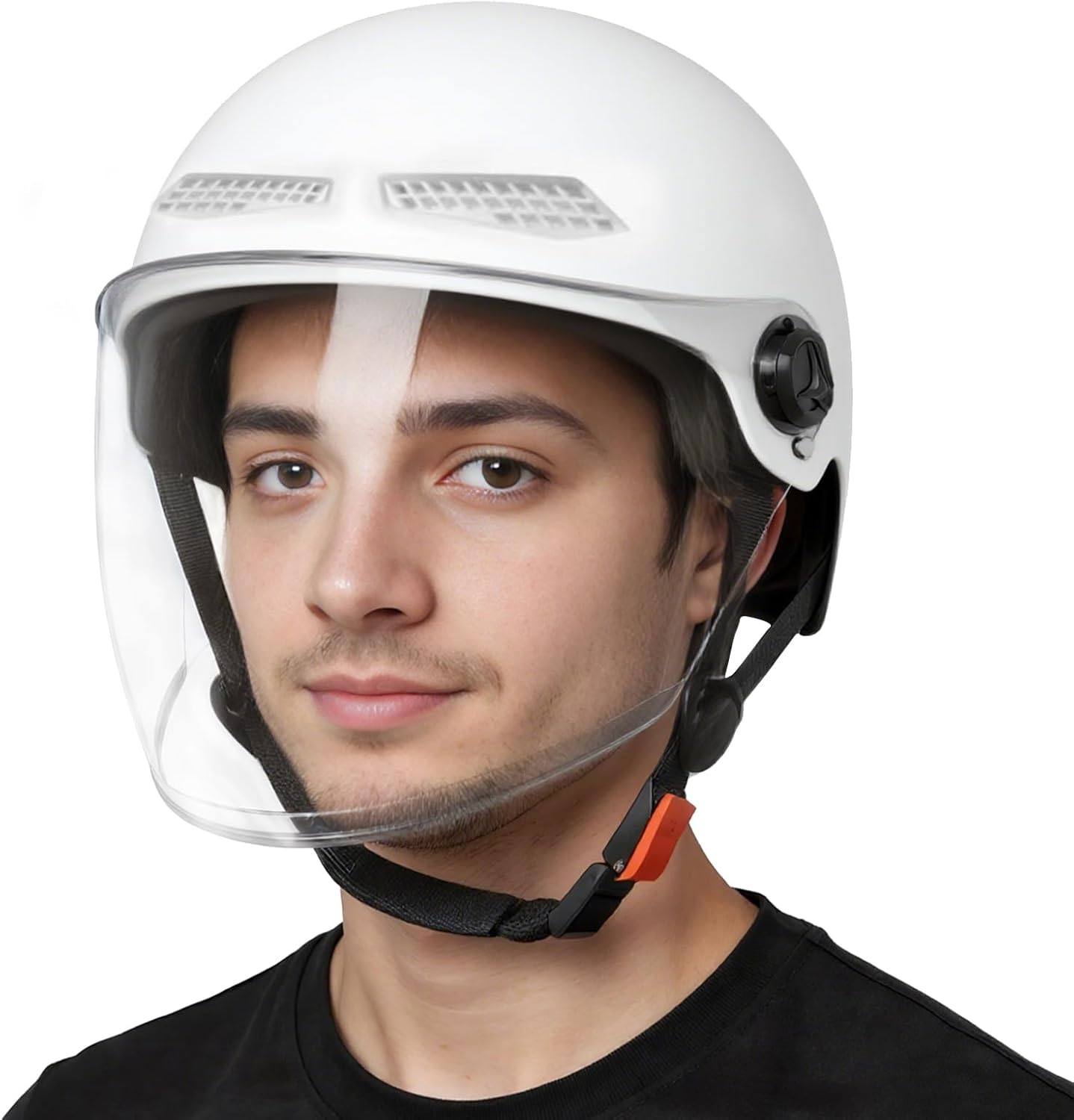 Motorcycle Half Helmet for Men | Open Face Helmet | Retro Open Face Quick Release Sun Protection Hat for Riding Motor ATV Scooter Racing Motocross Youth