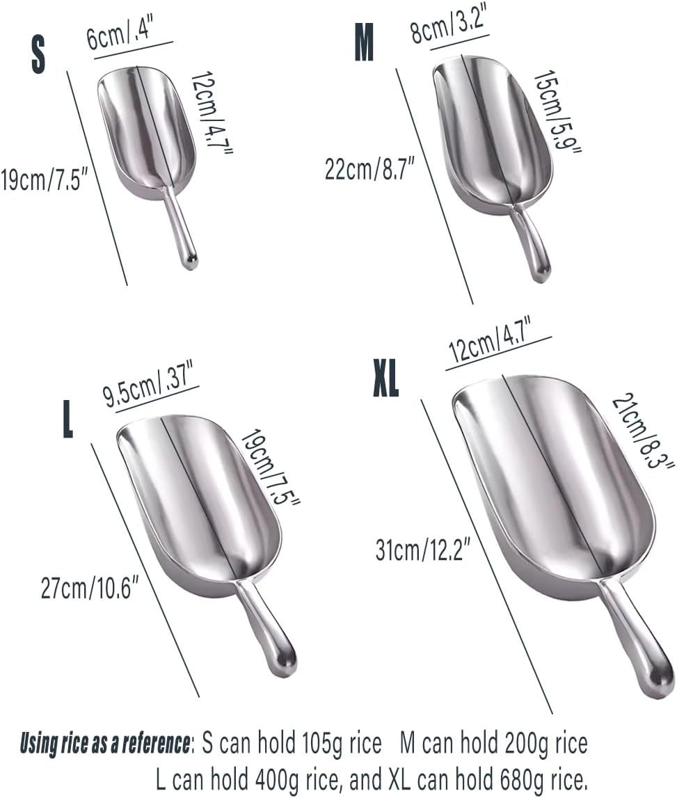 AIMALL Cast Aluminum Utility Scoop for Ice, Flour, and Rice - Sturdy and Durable Ice Scoop Available in Four Sizes: 1.97", 2.95", 3.94", and 4.92" image number 3