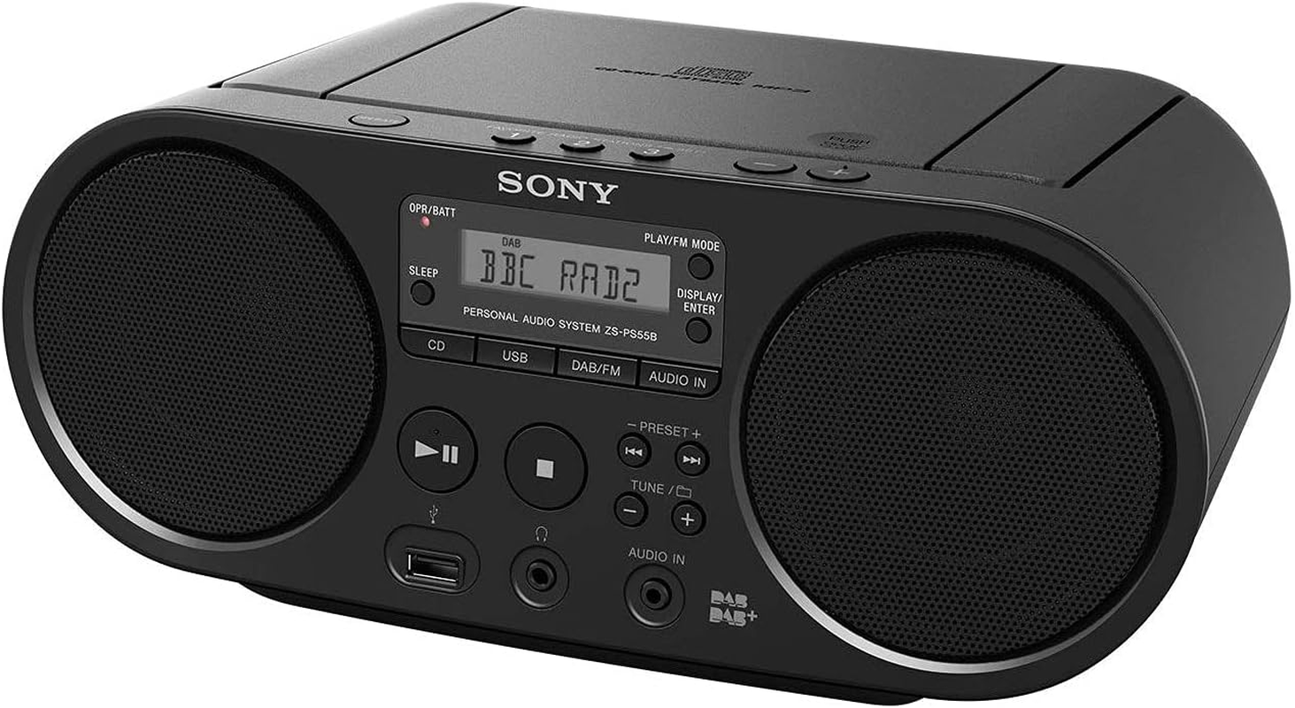 Sony ZS-PS55B CD Boombox with DAB and FM Radio - Black (International Version) image number 2