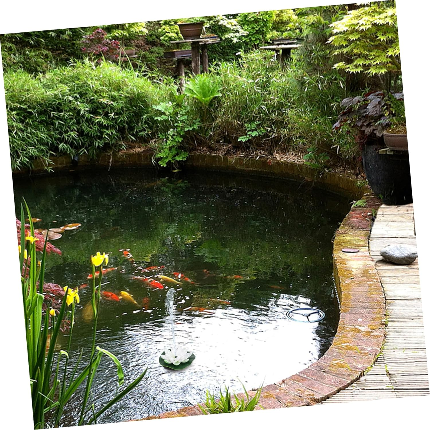 Solar-Powered Floating Lotus Fountain White Energy-Saving Garden Water Feature Pump for Outdoor Fish Ponds and Decorative Water Circulation with Low Noise Operation