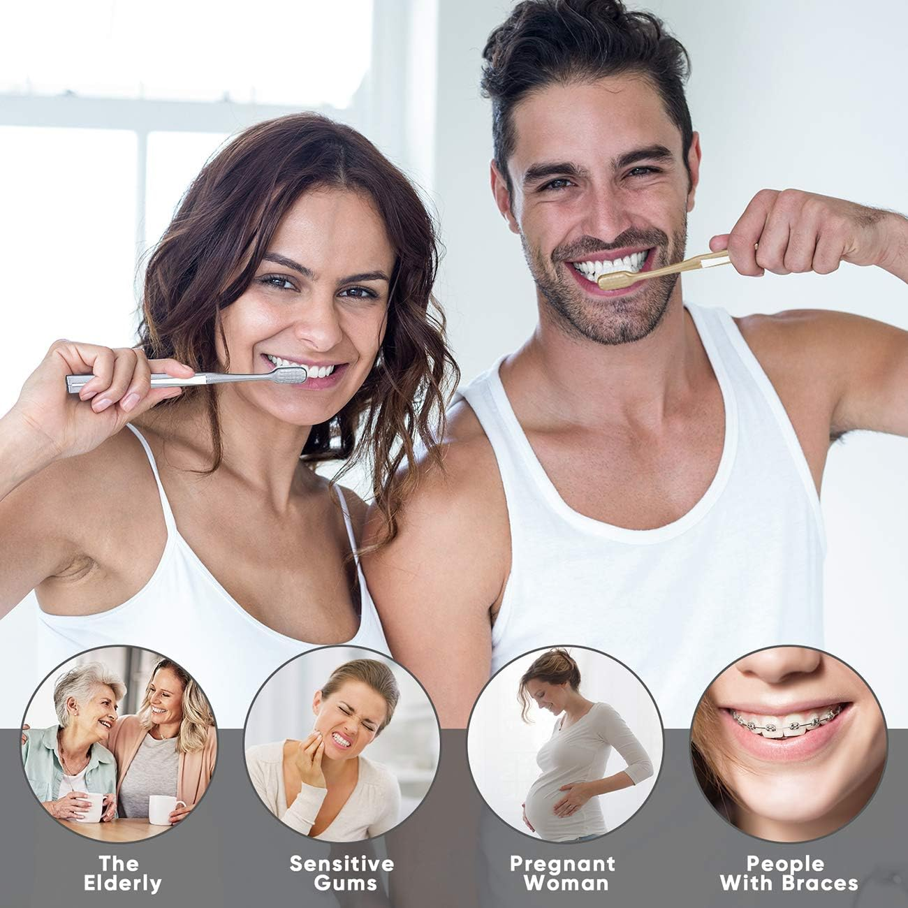 Ultra Soft Nano Toothbrush for Sensitive Teeth and Gums Care, Extra Soft Silko Toothbrush for Adults and People with Braces, 4 Count image number 3