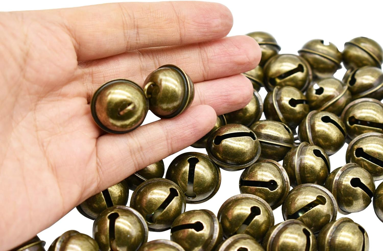 Maydahui 20PCS Vintage Jingle Bell 1 Inch (22Mm) Antique Decorative Tone Copper Bell for Pet Dog Cat Pendants Christmas Tree Crafts Decoration image number 1