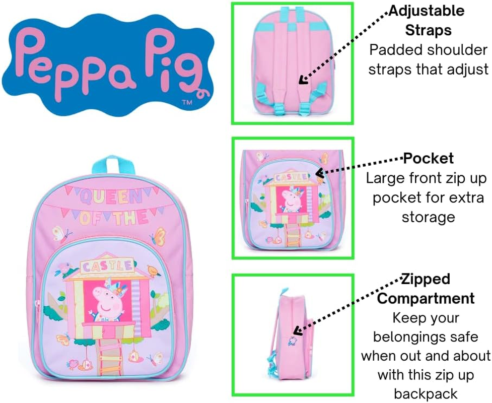 Peppa Pig Queen of the Castle Childrens Backpack Pink, Pink, One Size image number 4
