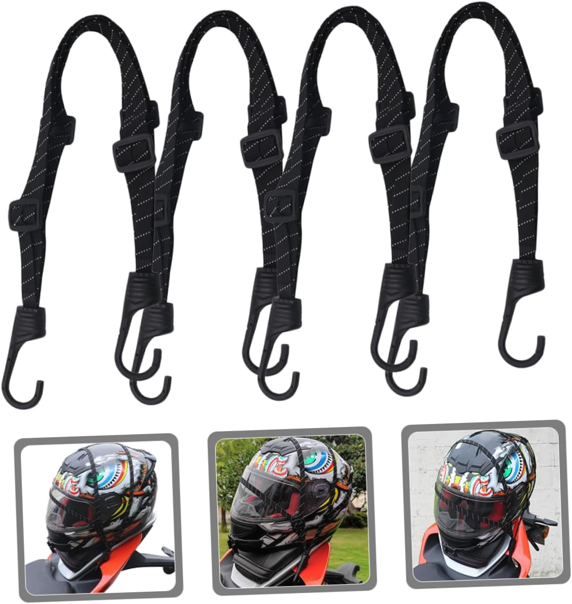 ERINGOGO Adjustable Nylon Ropes Hooks 4Pcs Cargo Straps Ratchet Belt for Luggage image number 2