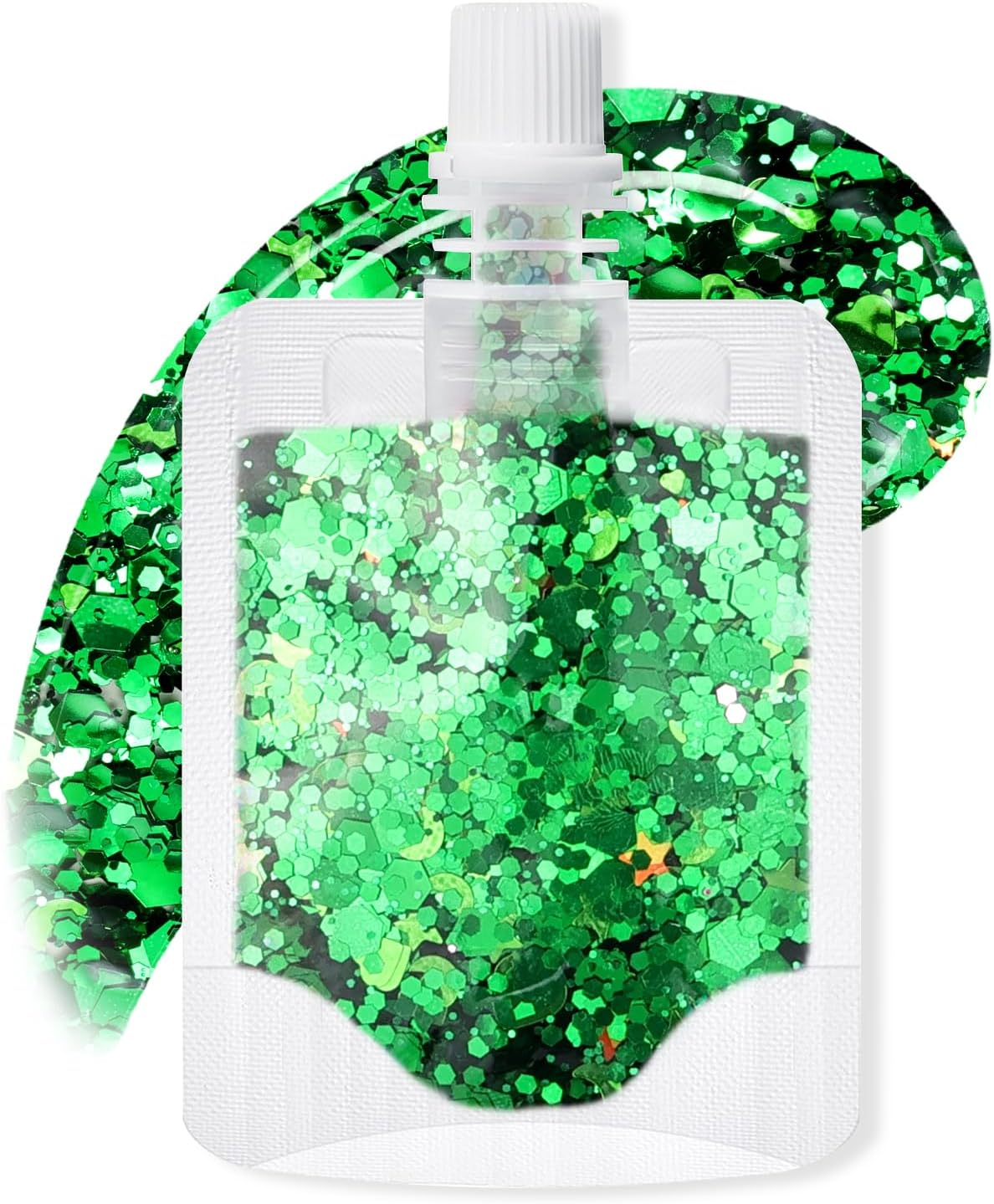 DAGEDA Body Glitter Gel, Gold Sparkling Face Hair Eye Glitter Mermaid Makeup, Holographic Sequins for Face Hair Nails, Singer Concert Festival Carnival Party Rave Accessories 02