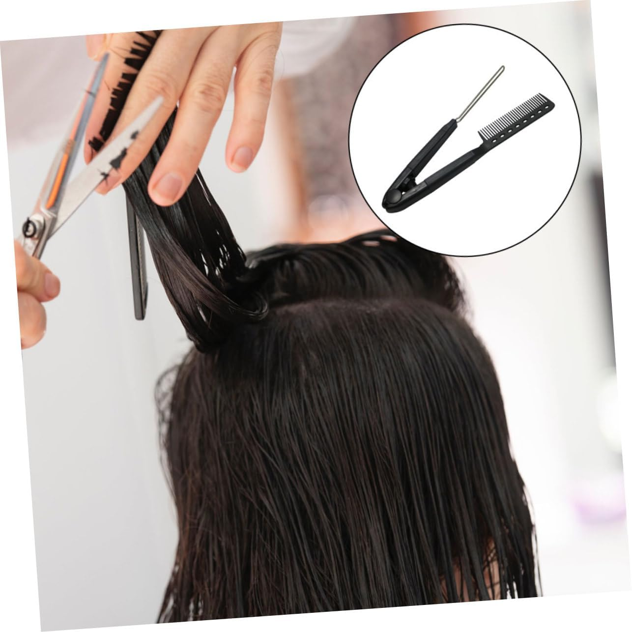 Garneck 1Pc Shaped Hair Straightening Comb Professional Hairstyling Tool for Effortless Straightening Durable Comfortable Grip for All Hair Types Smooth Teeth Design to Prevent image number 6